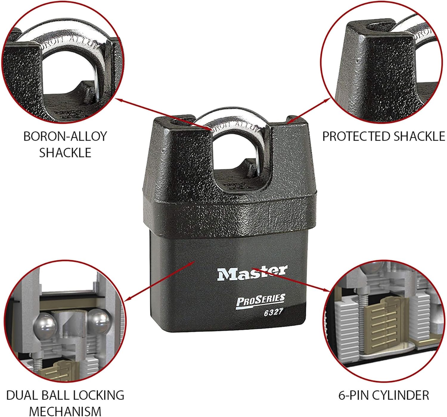 Master Lock 6327EURD Lucchetto Alta Sicurezza, Nero - immagine 4