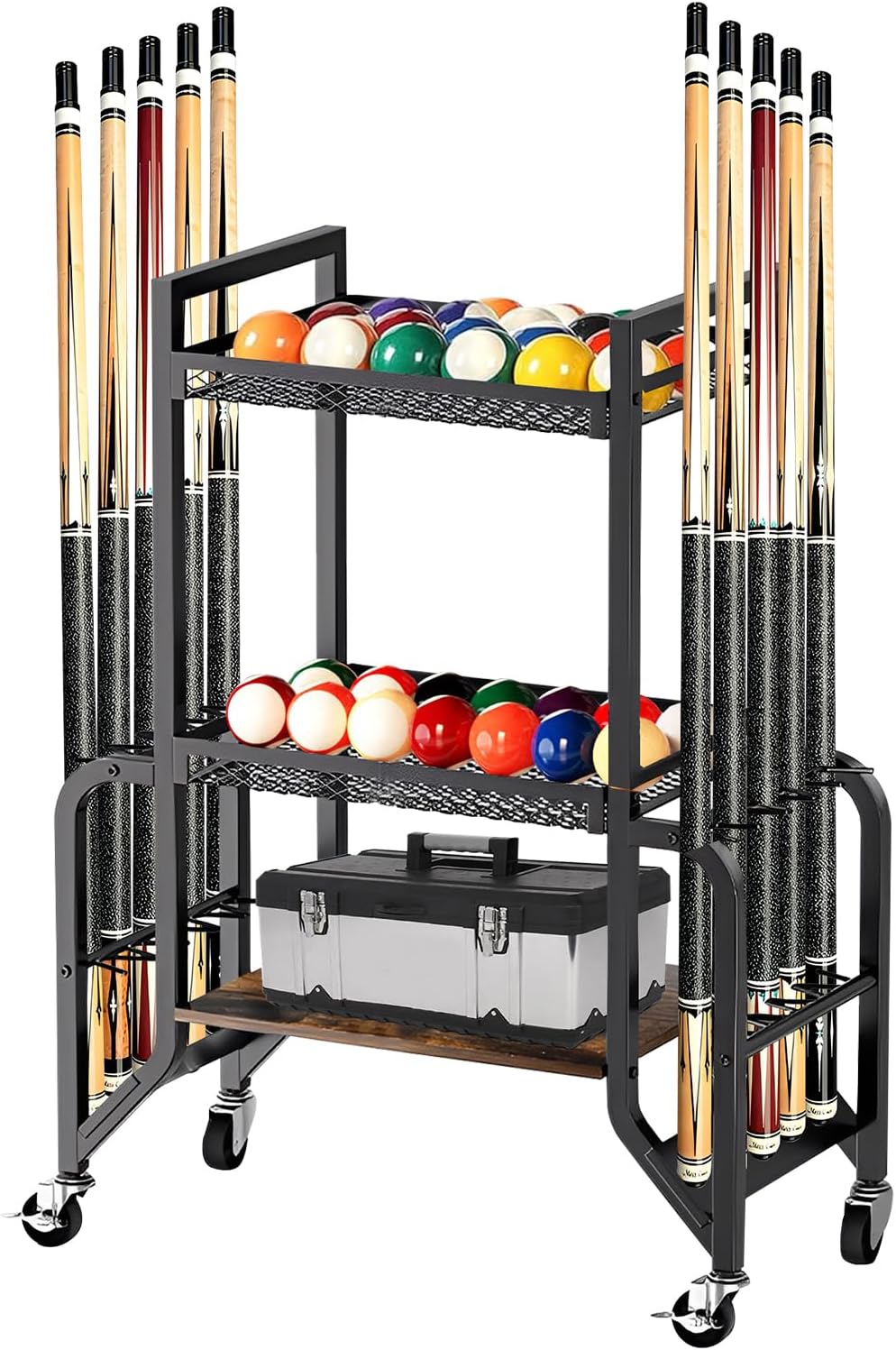 Supporto per Stecca da Biliardo a 3 Ripiani per 10 Bastoncini - immagine 1