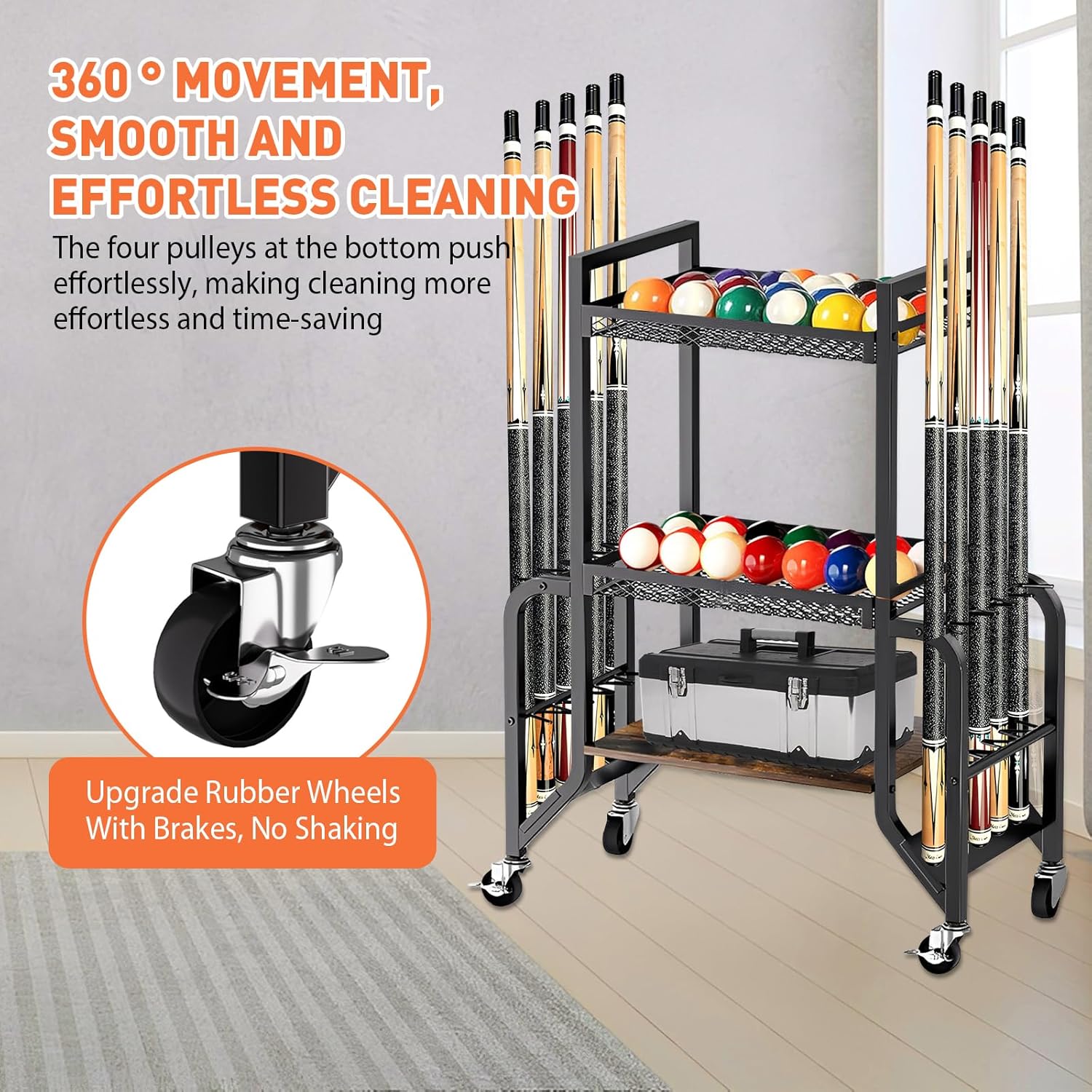 Supporto per Stecca da Biliardo a 3 Ripiani per 10 Bastoncini - immagine 6