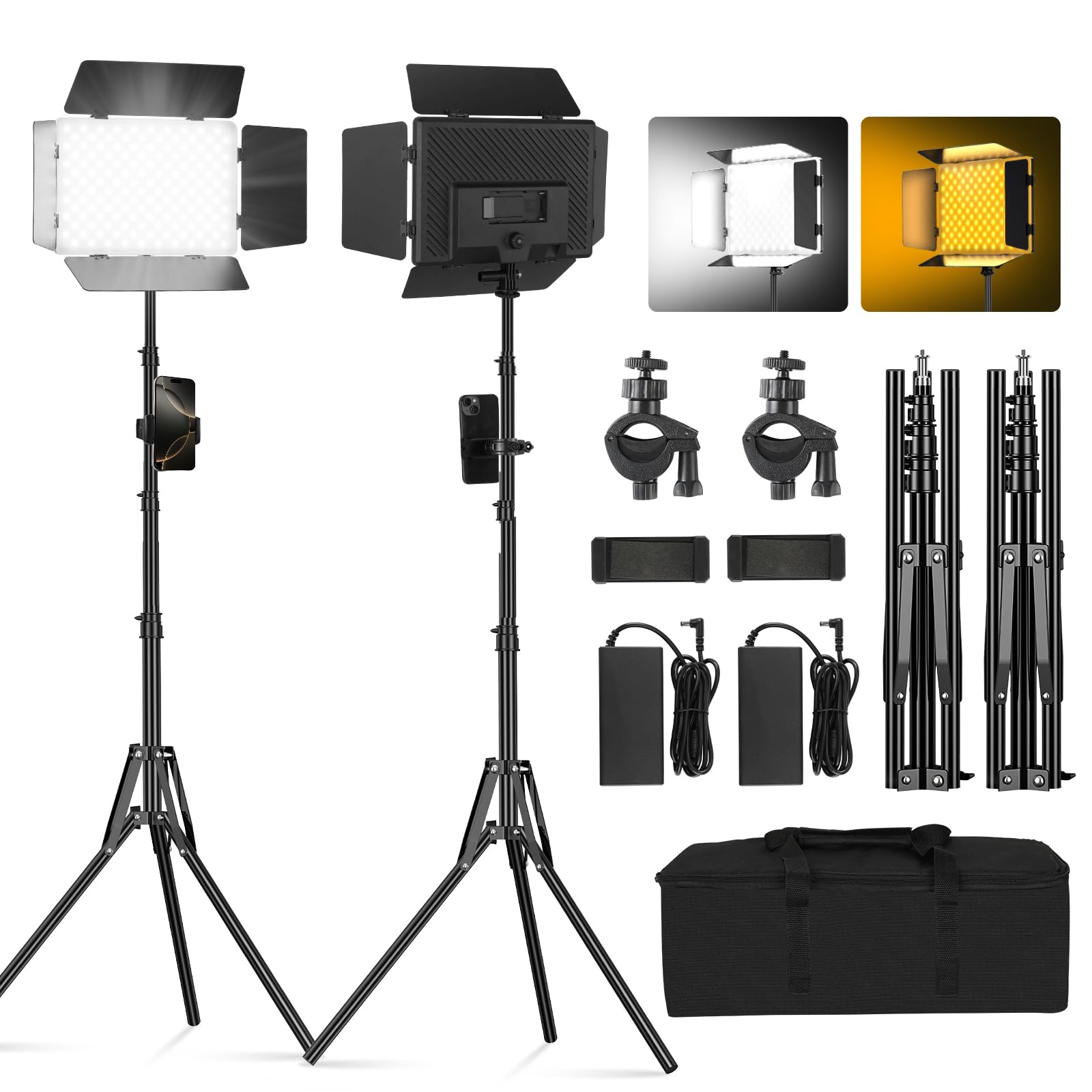 Soonpho 2-Pack LED Video Luce Panel Bi-Color 20W