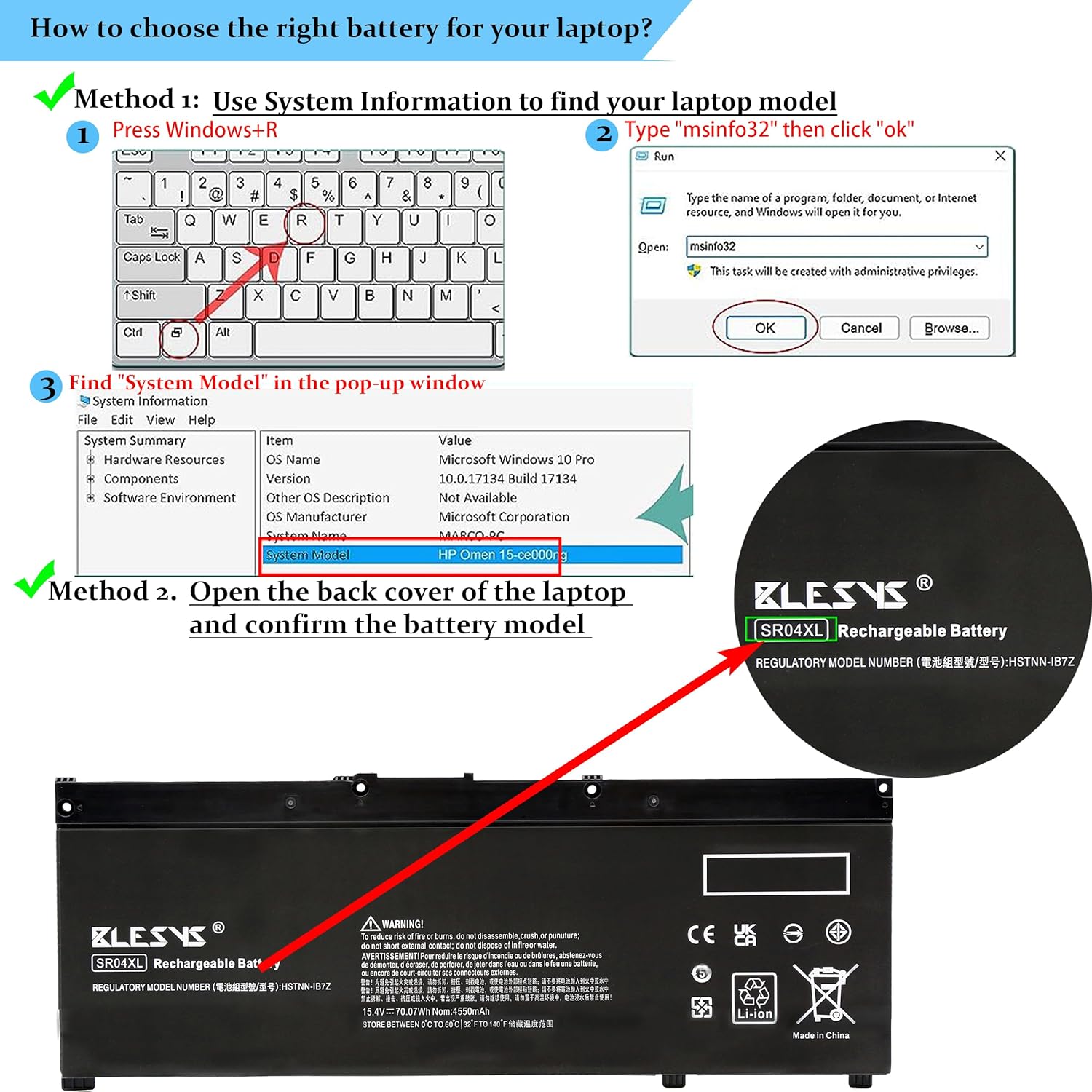 Blesys SR04XL Batteria per HP Pavilion Power e Omen - immagine 4