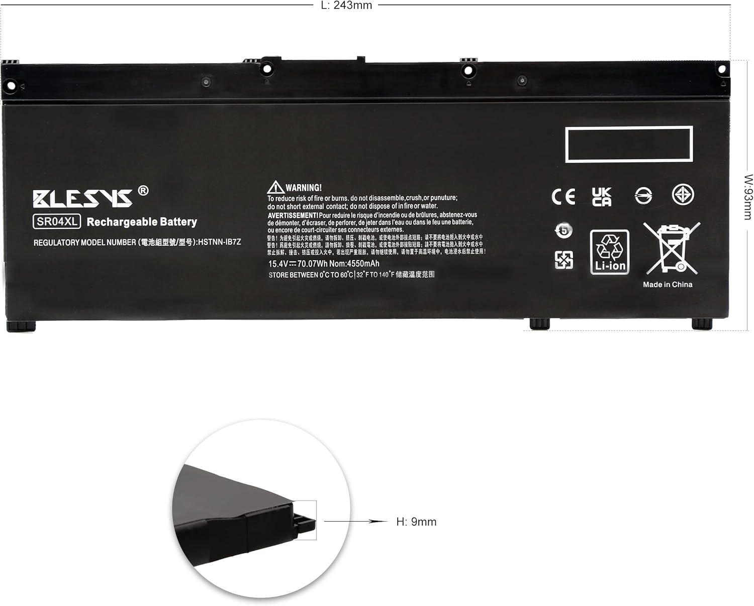 Blesys SR04XL Batteria per HP Pavilion Power e Omen - immagine 5