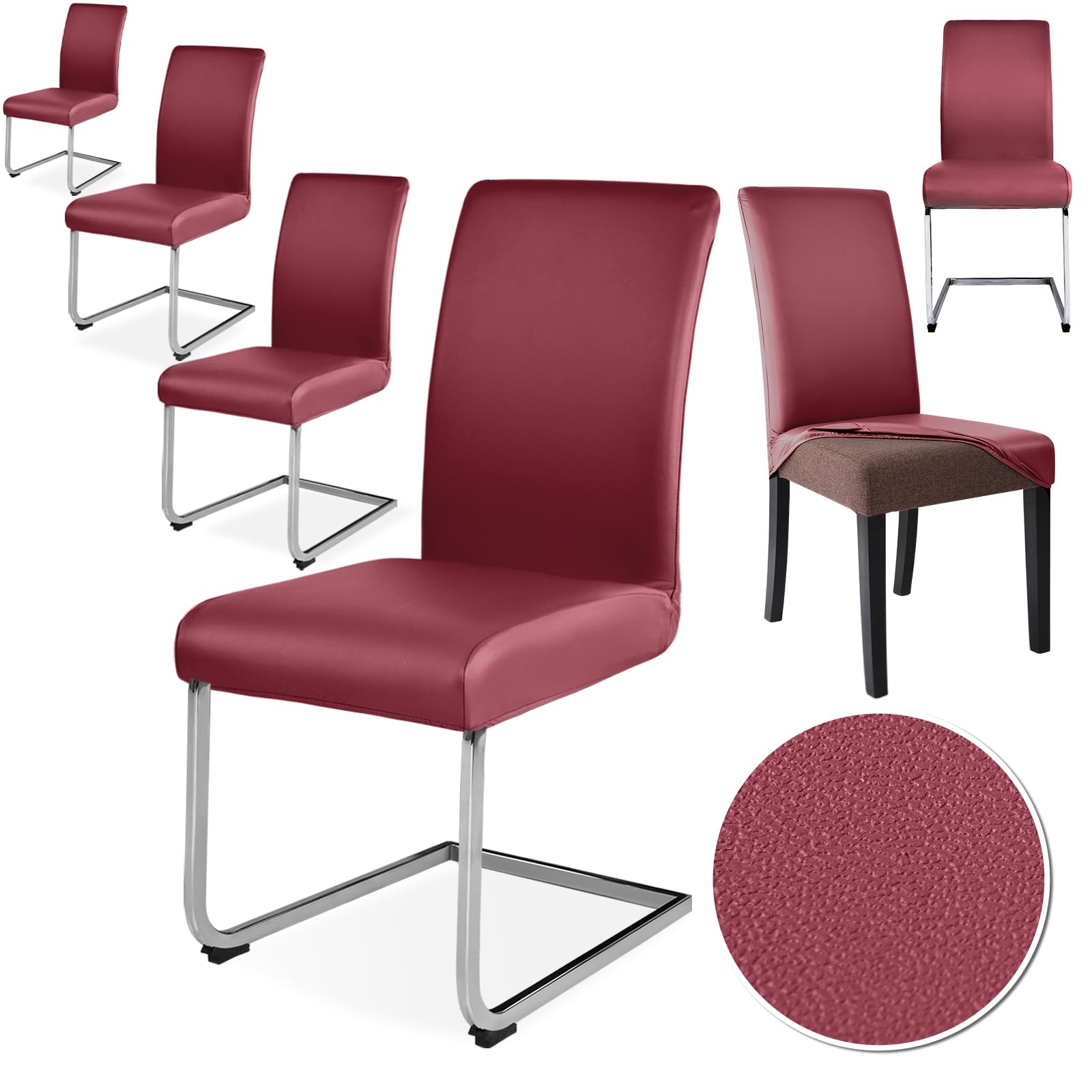 Alishomtll Set 6 Coprisedie Elasticizzati in Ecopelle