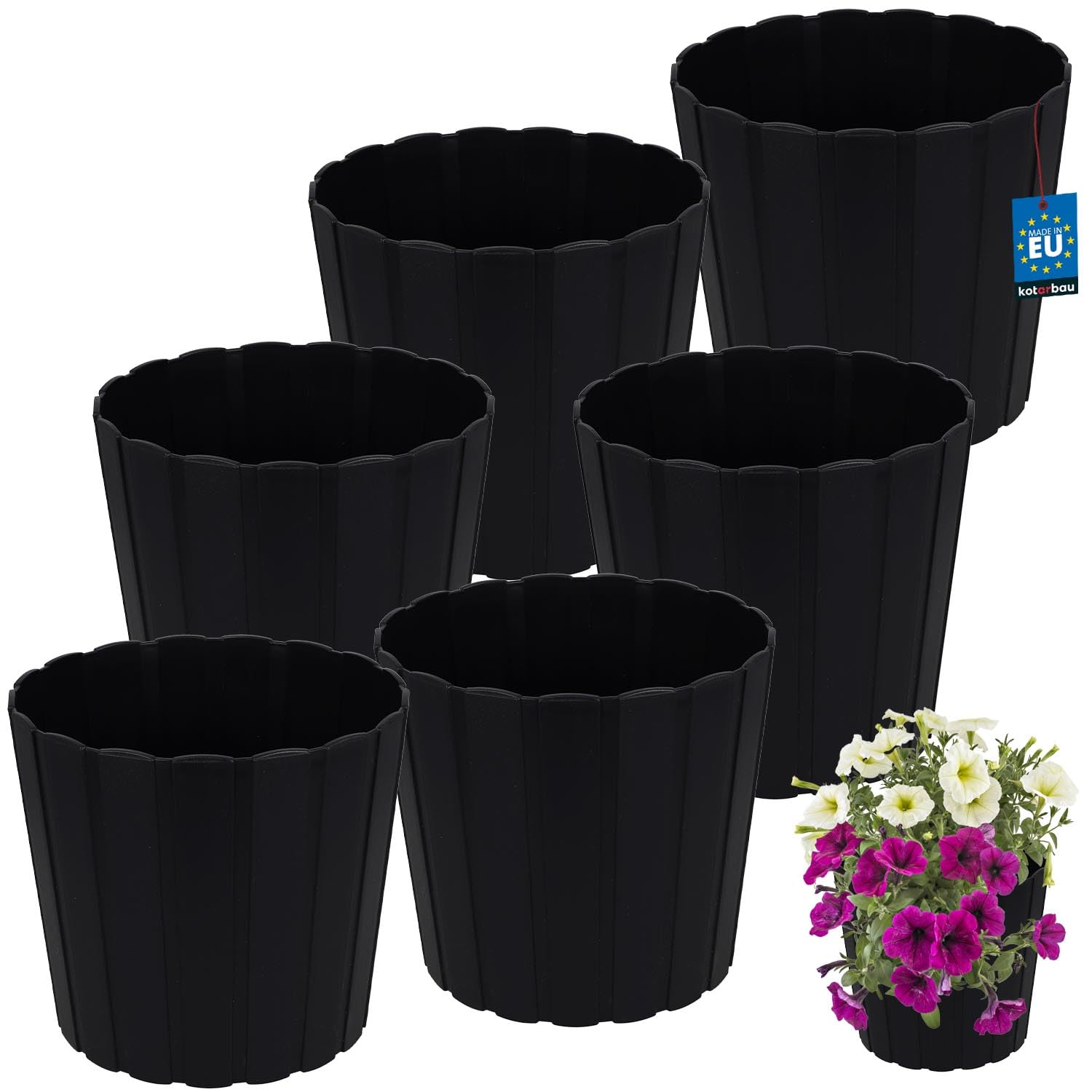 Kotarbau Set 6 Vasi da Fiori Ø24cm H22cm, Antracite