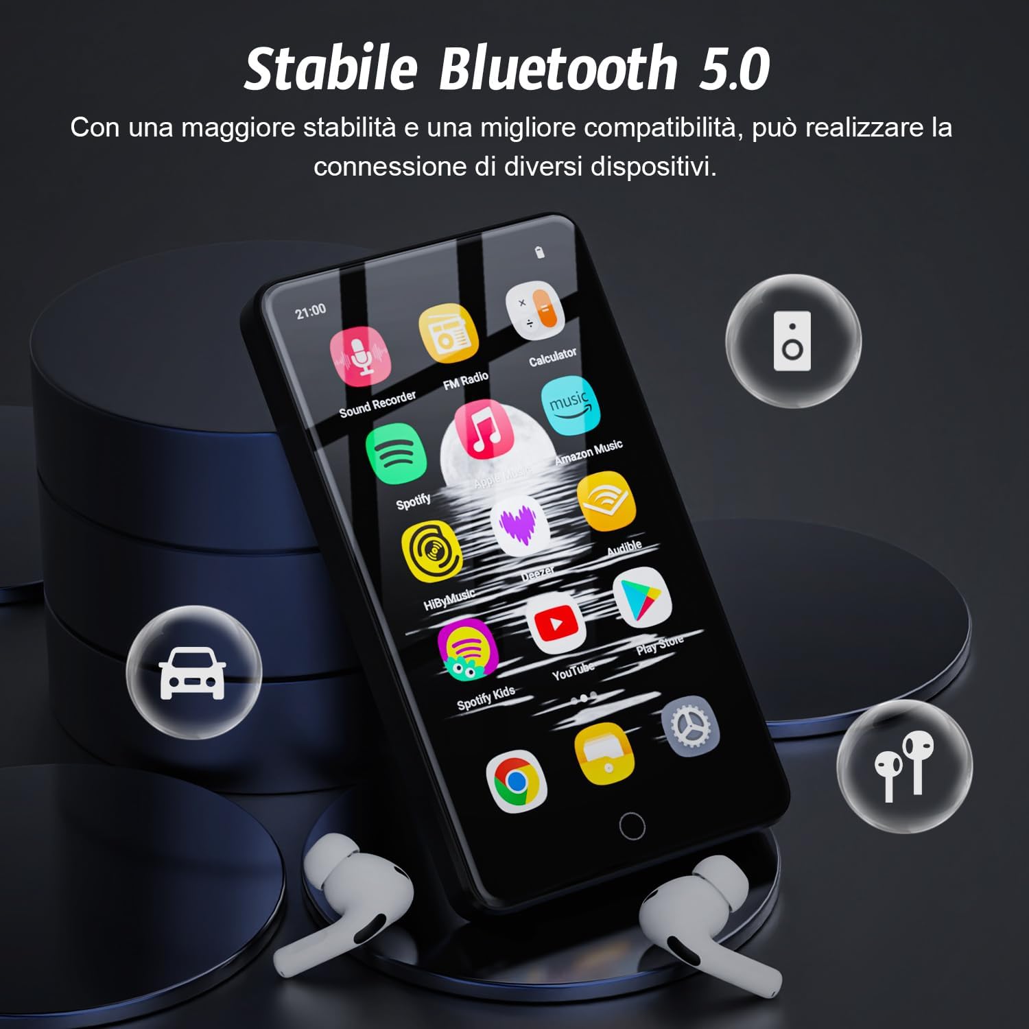 Lettore MP3 160GB con Bluetooth e WiFi, Android 13 - immagine 5