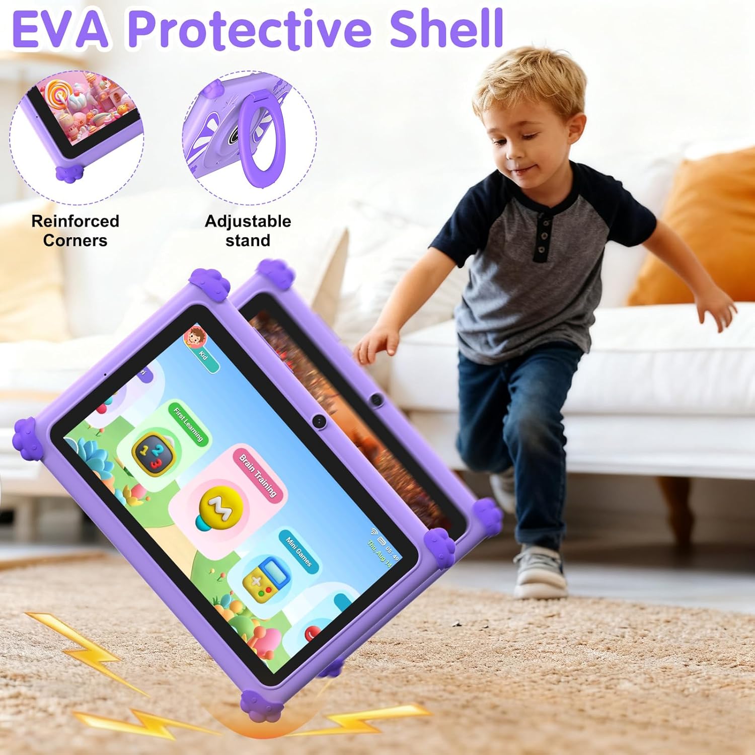 Tablet Bambini 7 Pollici Android 15, Viola - immagine 4