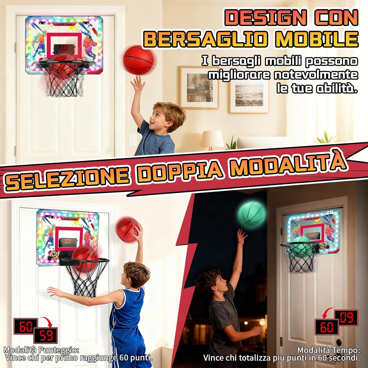 Canestro Basket Dinamico da Muro con Luci LED - immagine 4