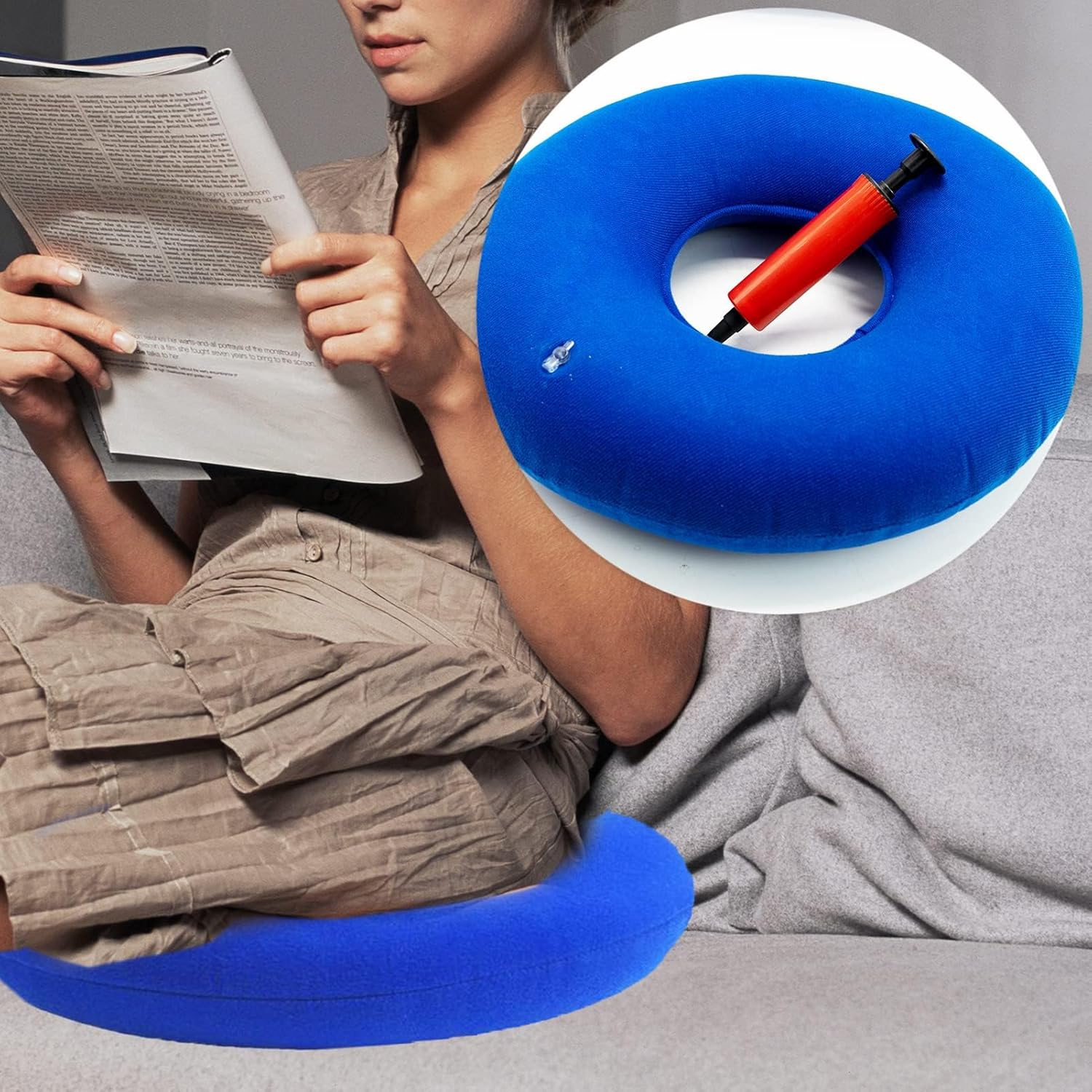 Donut Cuscino Gonfiabile ad Anello, Blu - immagine 5
