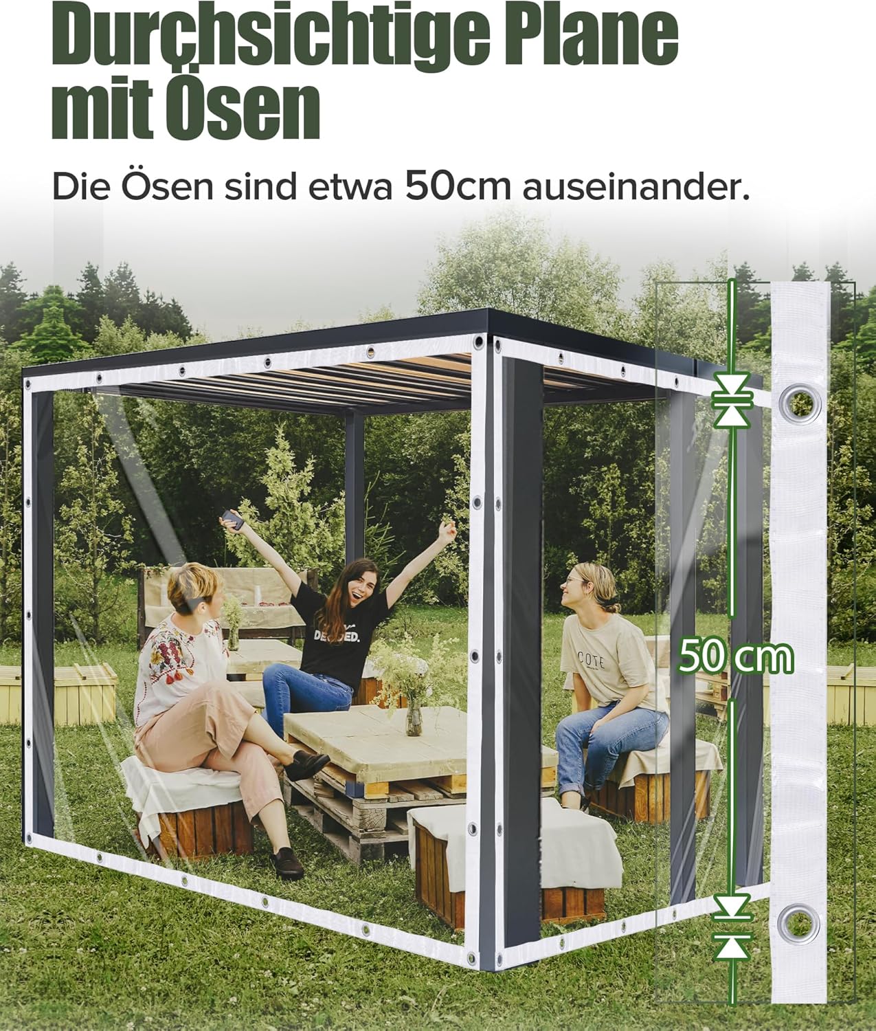 Telone Trasparente con Occhielli 2.5x3m, 420 g/m² - immagine 4