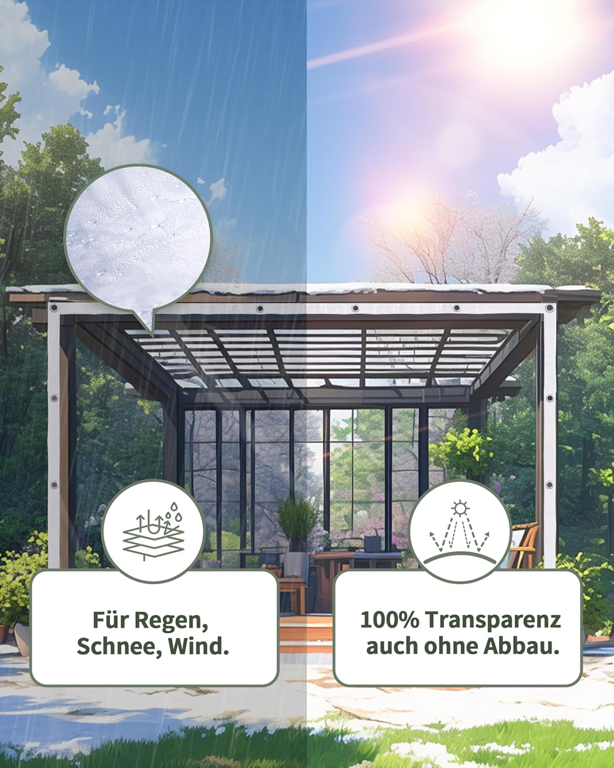 Telone Trasparente con Occhielli 2.5x3m, 420 g/m² - immagine 5