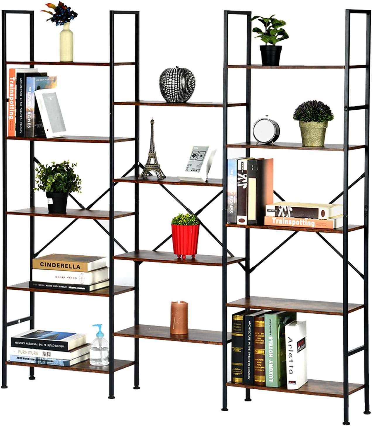 Furniturer Libreria Espositore 14 Ripiani 152x24x166cm