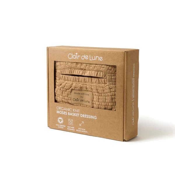 Clair de Lune Cesta per culla in maglia biologica, ultra morbida e traspirante (biscotto)