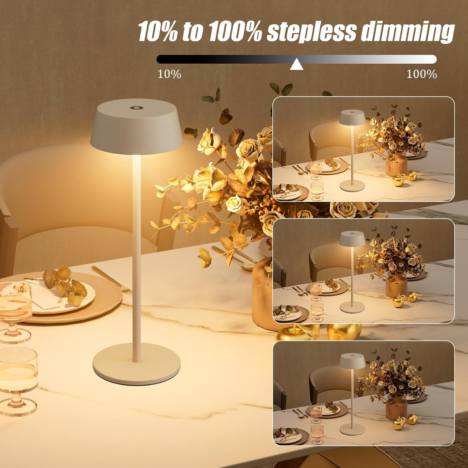 K-Bright 2 Lampade da Tavolo LED Ricaricabili, Khaki - immagine 3