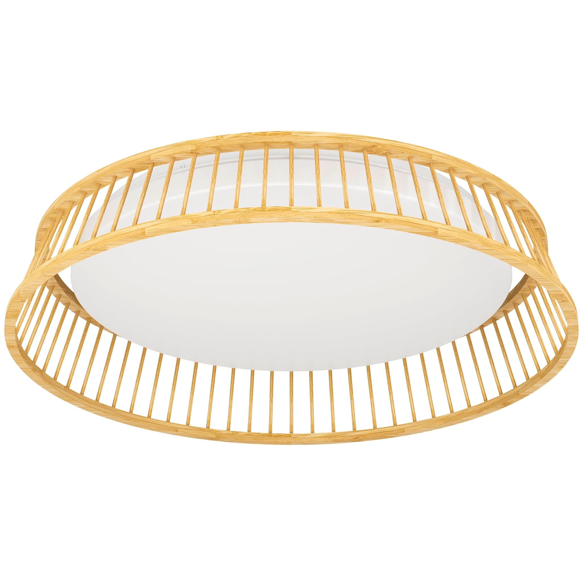 Eglo Luppineria Plafoniera LED Rotonda, Bambù Naturale