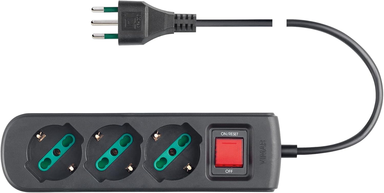 Vimar 0R00637.CC Multipresa con Interruttore 1,5m, Nero - immagine 2