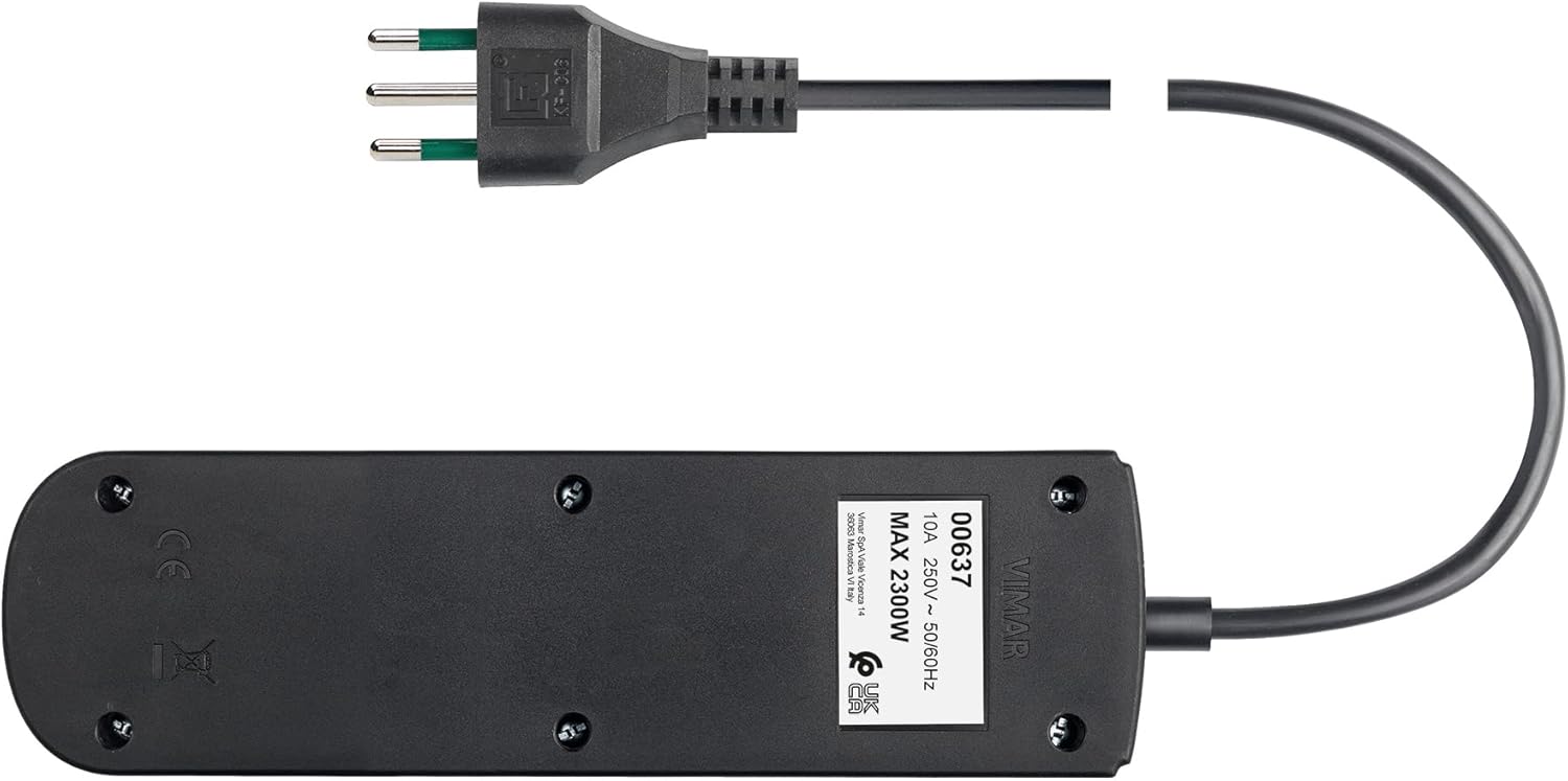 Vimar 0R00637.CC Multipresa con Interruttore 1,5m, Nero - immagine 3
