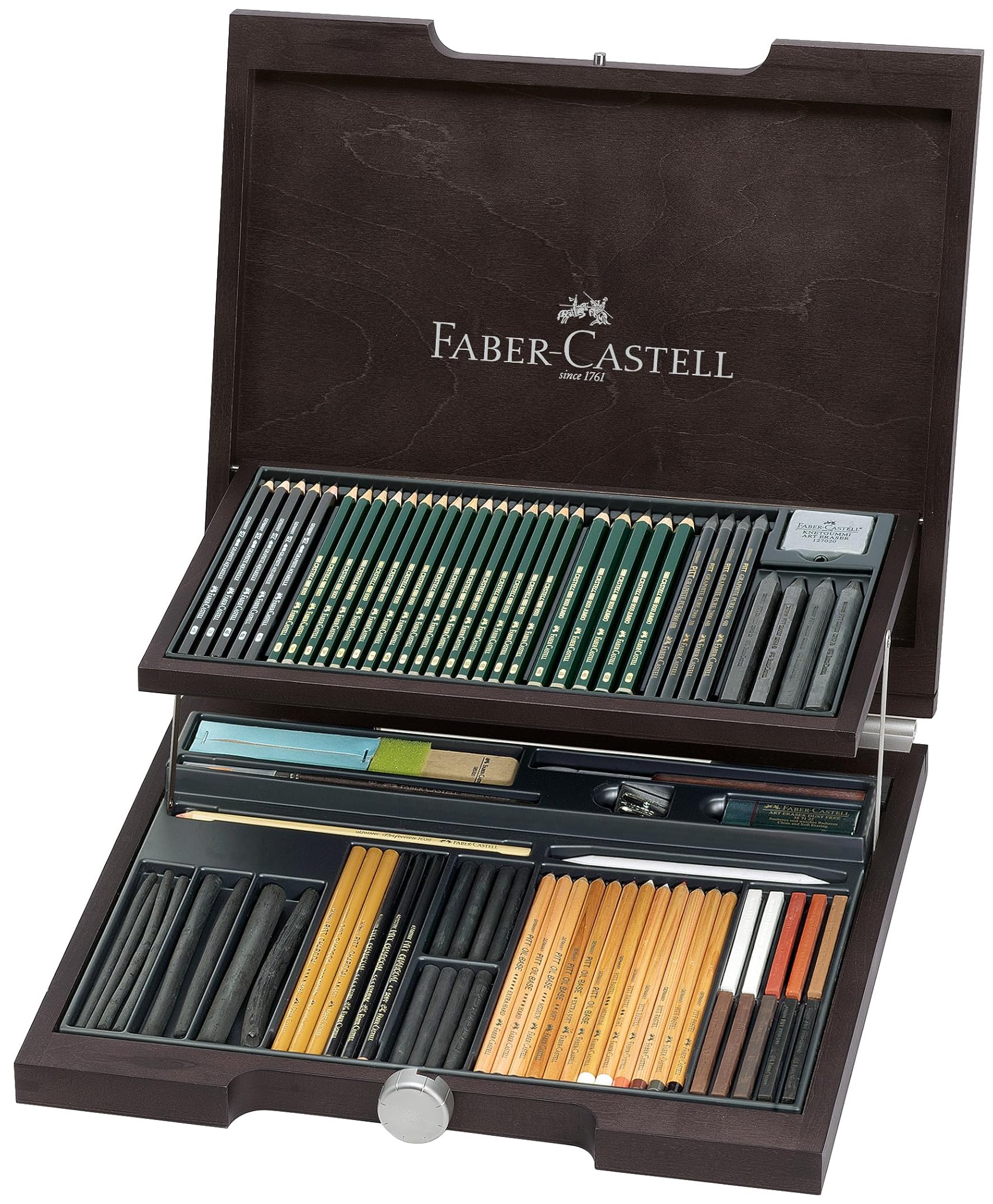 Faber-Castell 112971 Pitt Monochrome valigetta in legno assortita