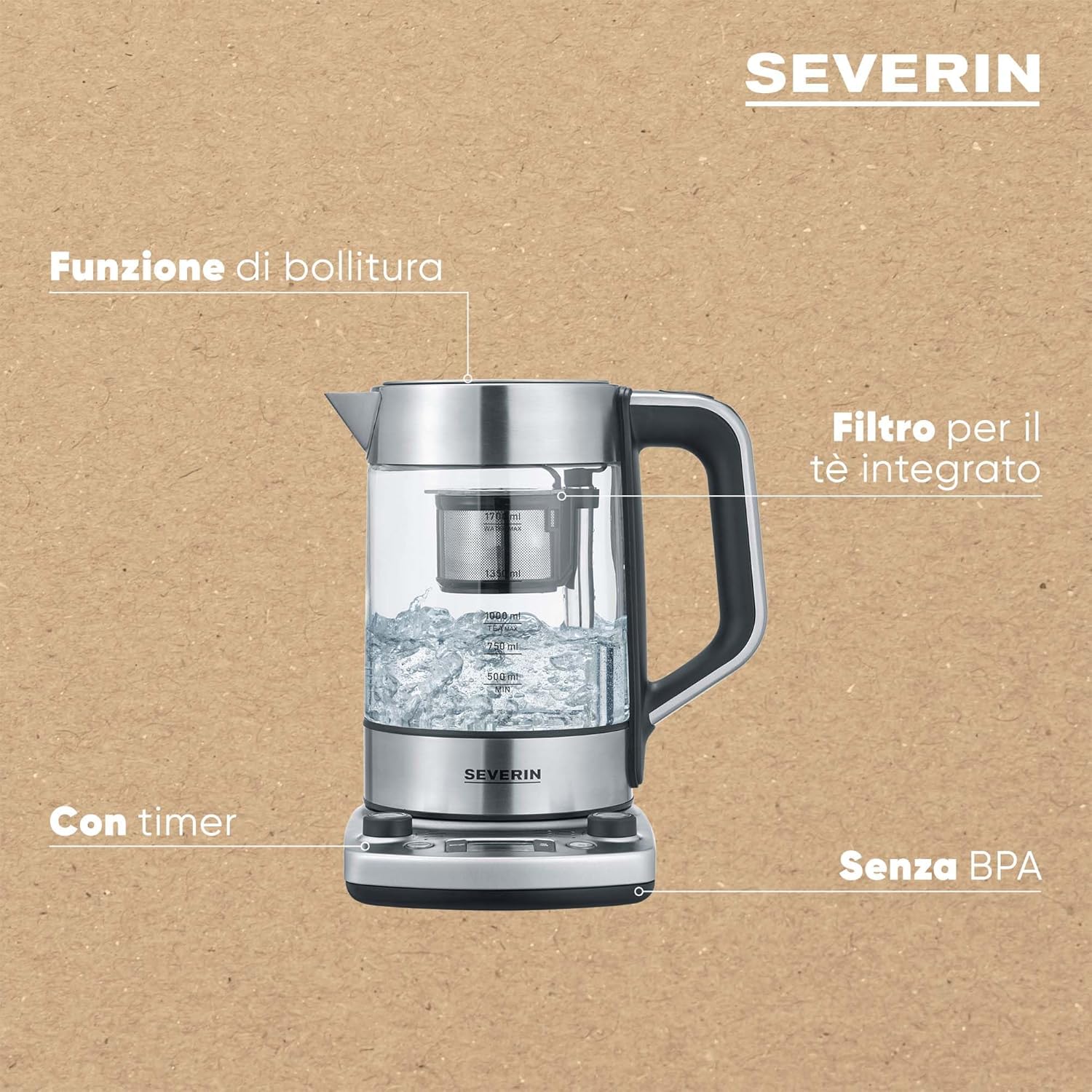 Severin Bollitore e Tea Maker 1.7L/1L WK 3422 - immagine 4