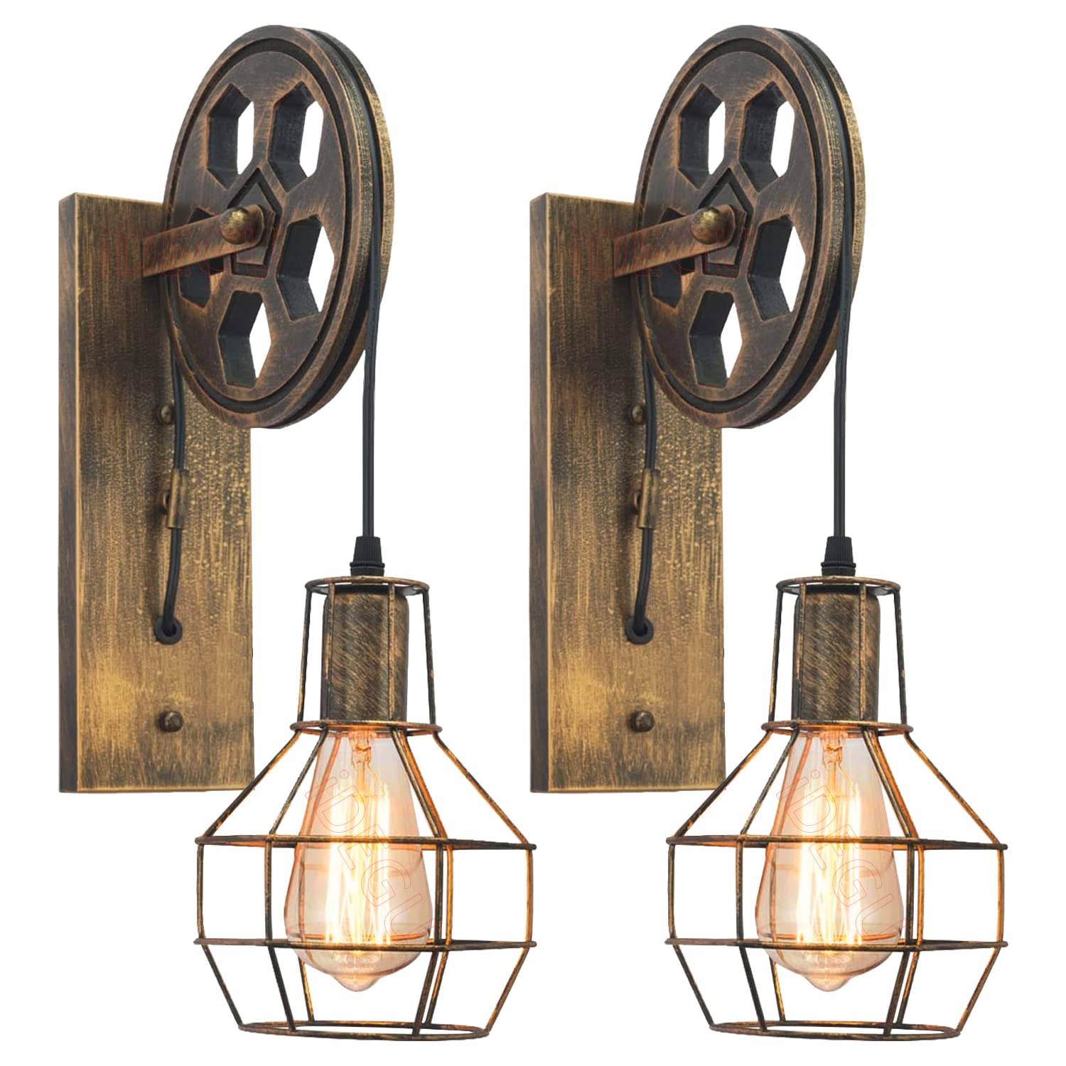 Idegu 2 Pezzi Vintage Lampade da Parete Industriale Bronzo