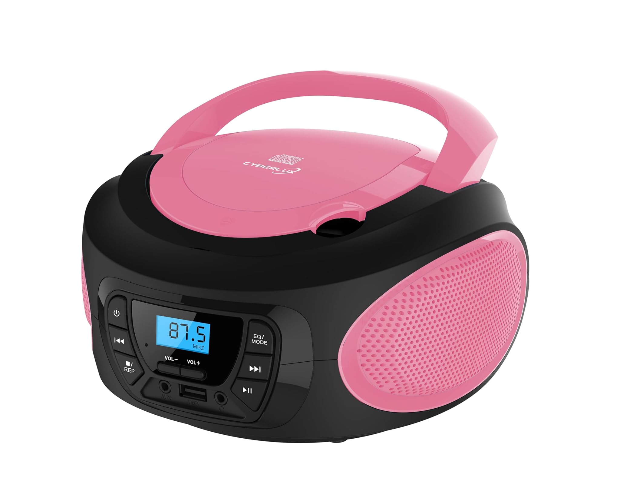 Boombox Lettore Portatile Radio FM con CD, Rosa