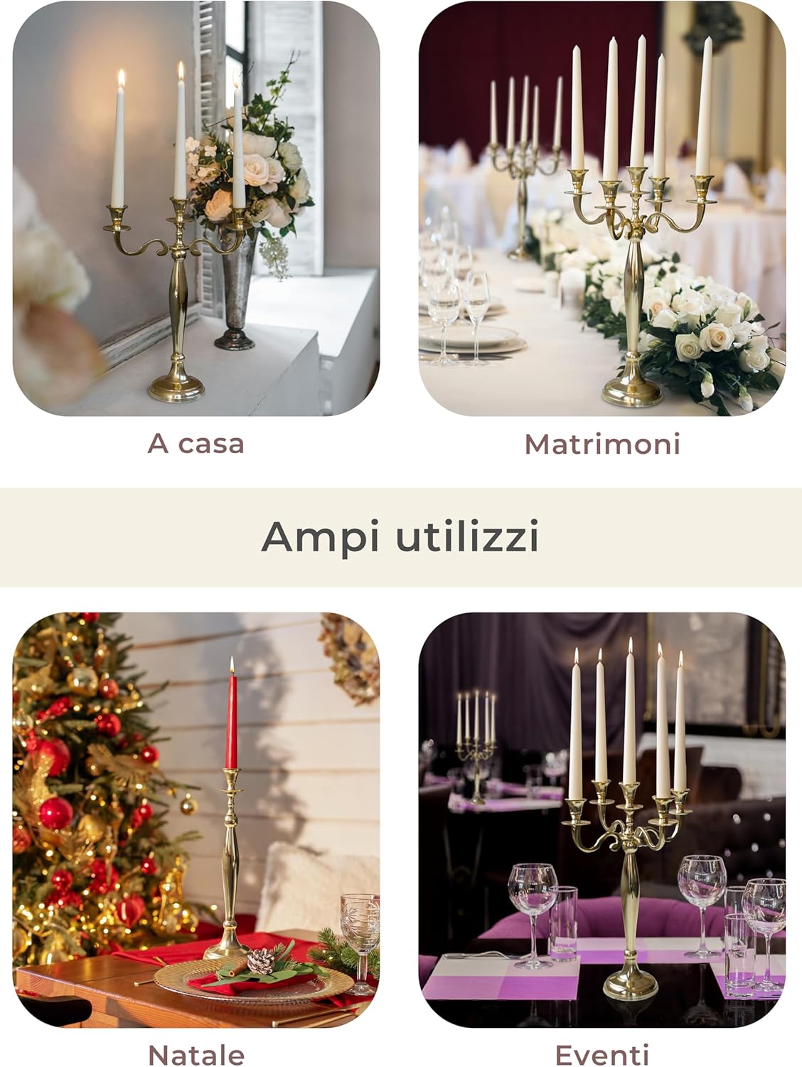 Gräfenstayn Candelabro Portacandele 1, 3 o 5 Bracci, Oro - immagine 3