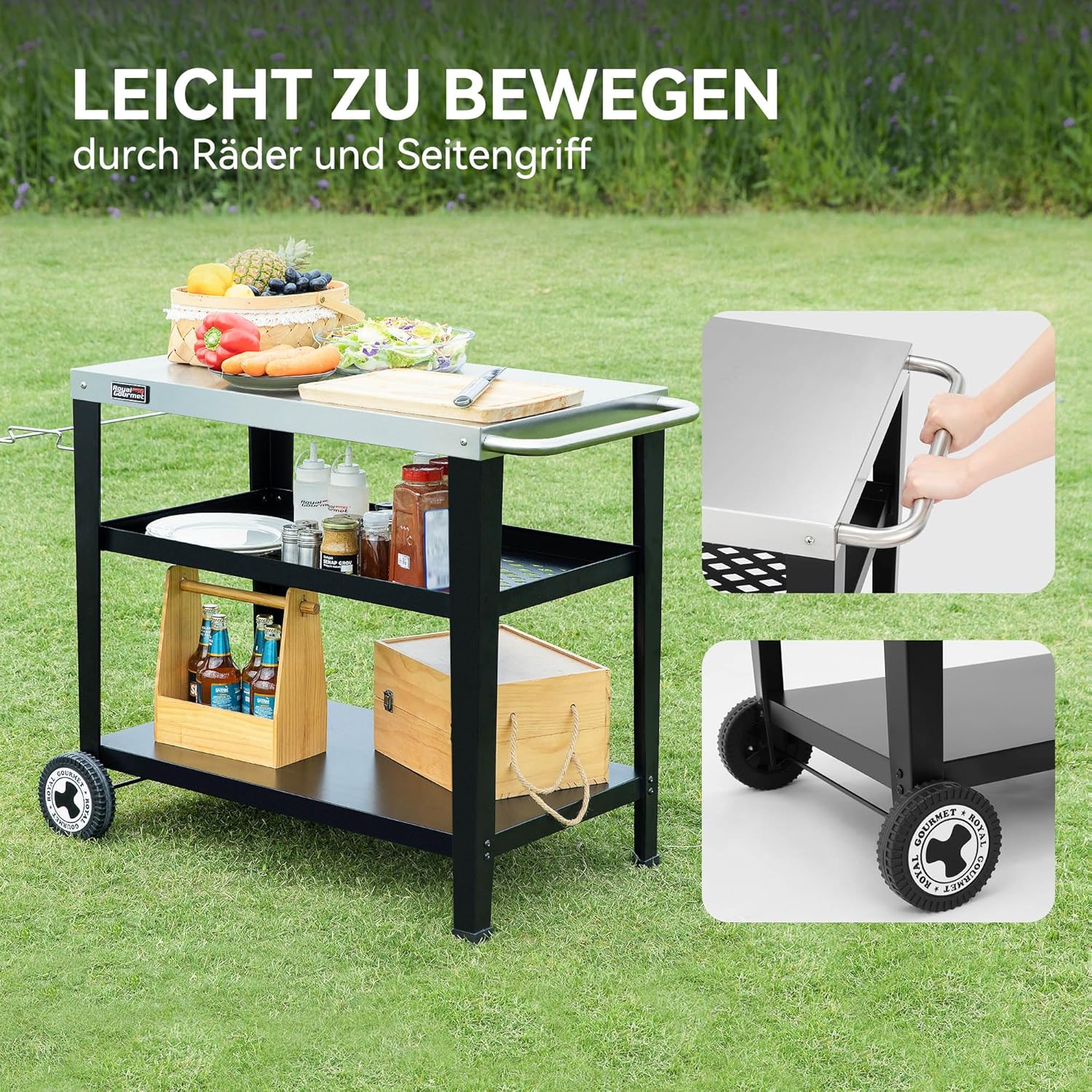 Royal Gourmet Carrello da Cucina 3 Piani, Argento - immagine 5