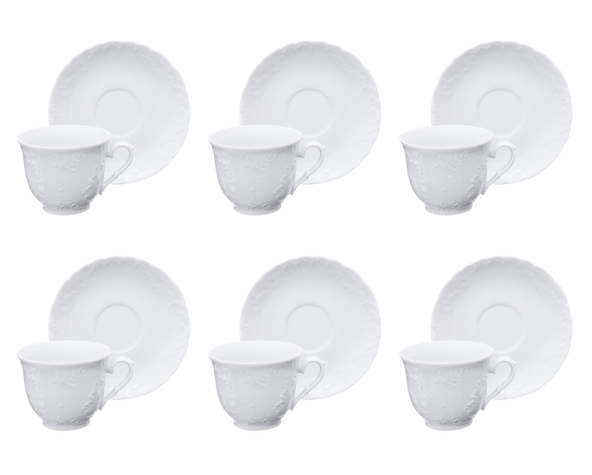 Excelsa Elisa Rococò Set 6 Tazze da Tè con Piattino