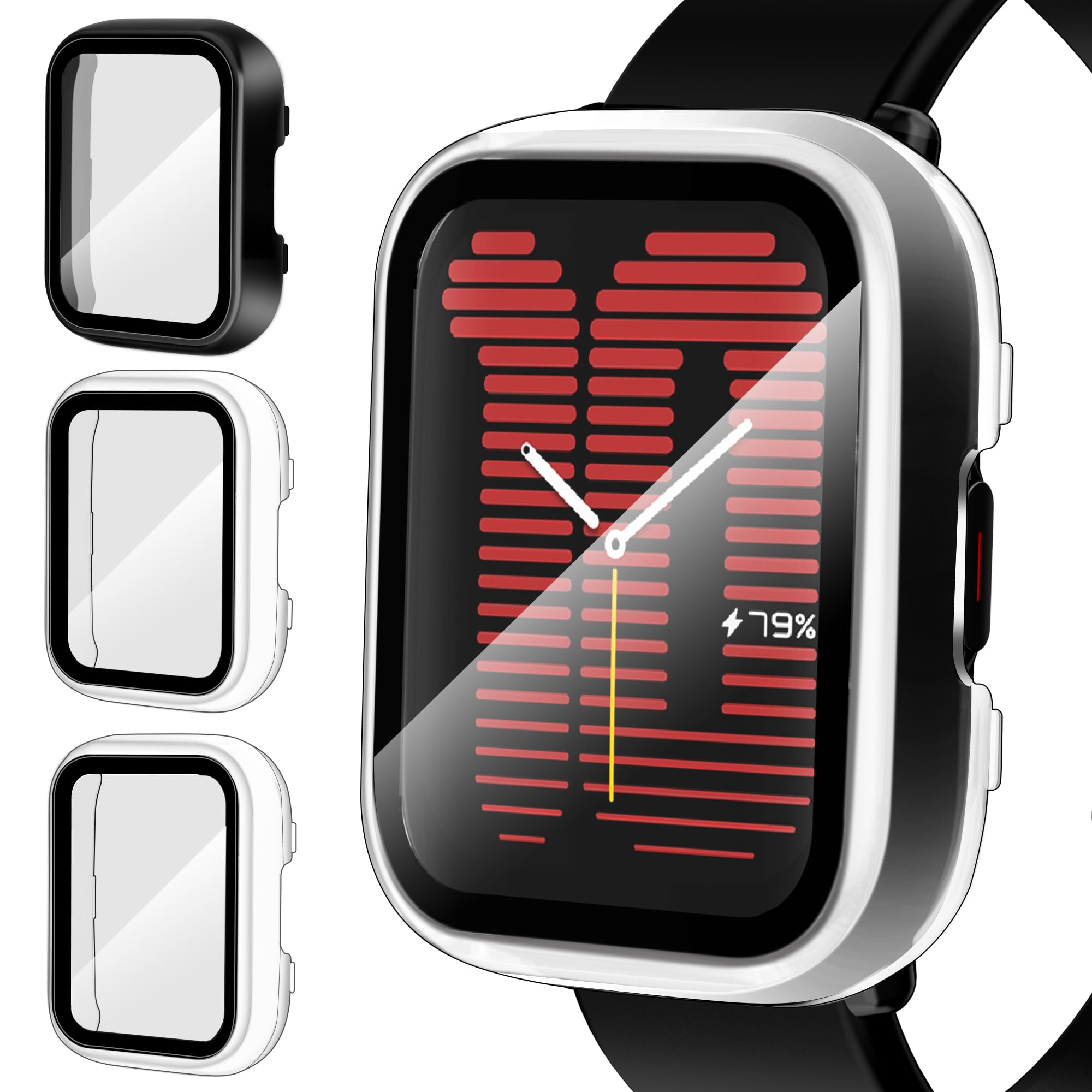 Ivoler 3 Pezzi Cover con Vetro Temperato per Amazfit Active