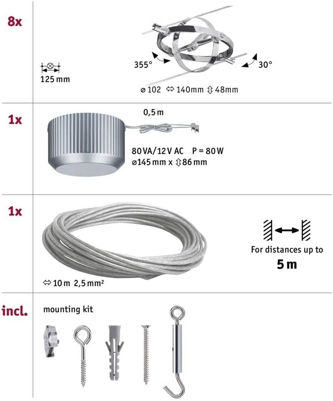 Paulmann Sistema Cavi per Faretti 94153 Set Cardan - immagine 7