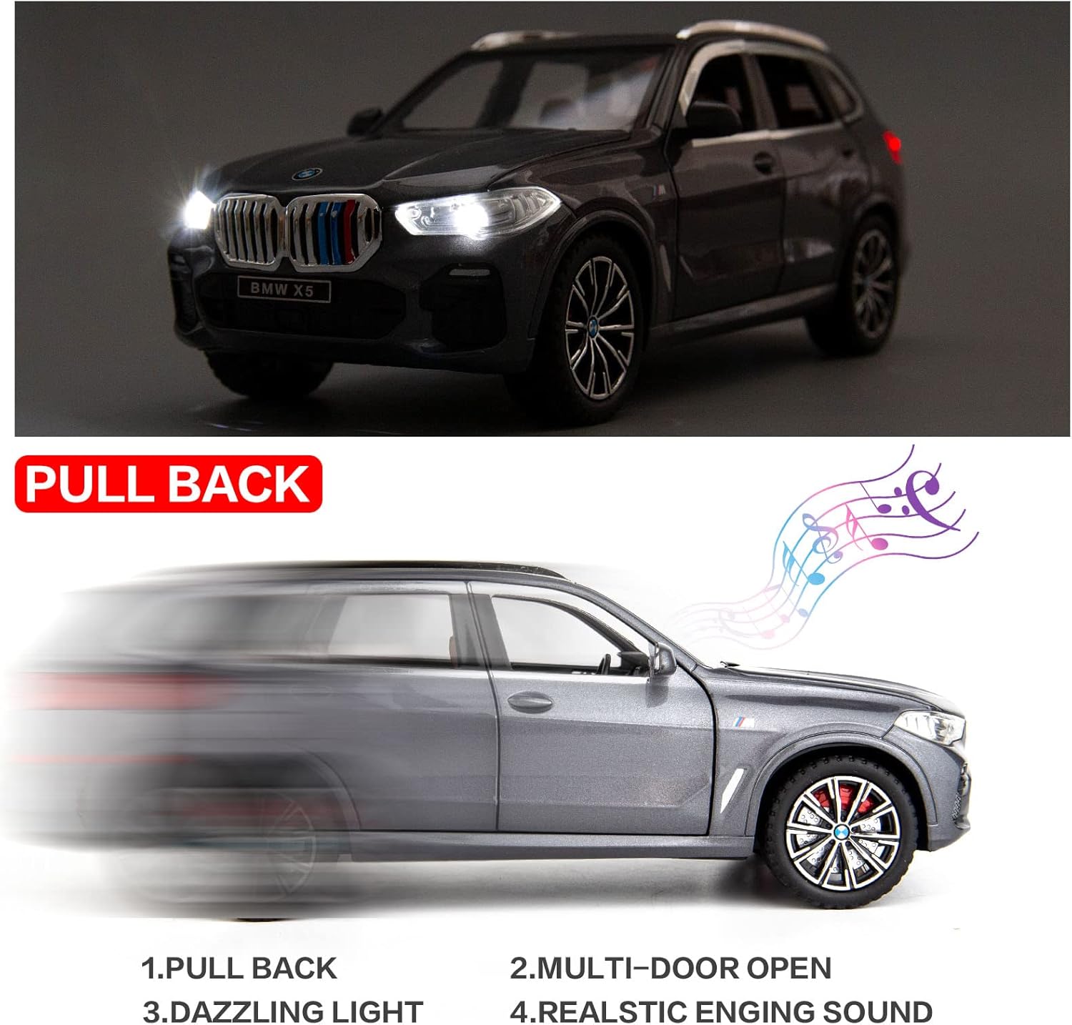 Modellino Auto BMW X5 SUV 1:24 Grigio - immagine 3