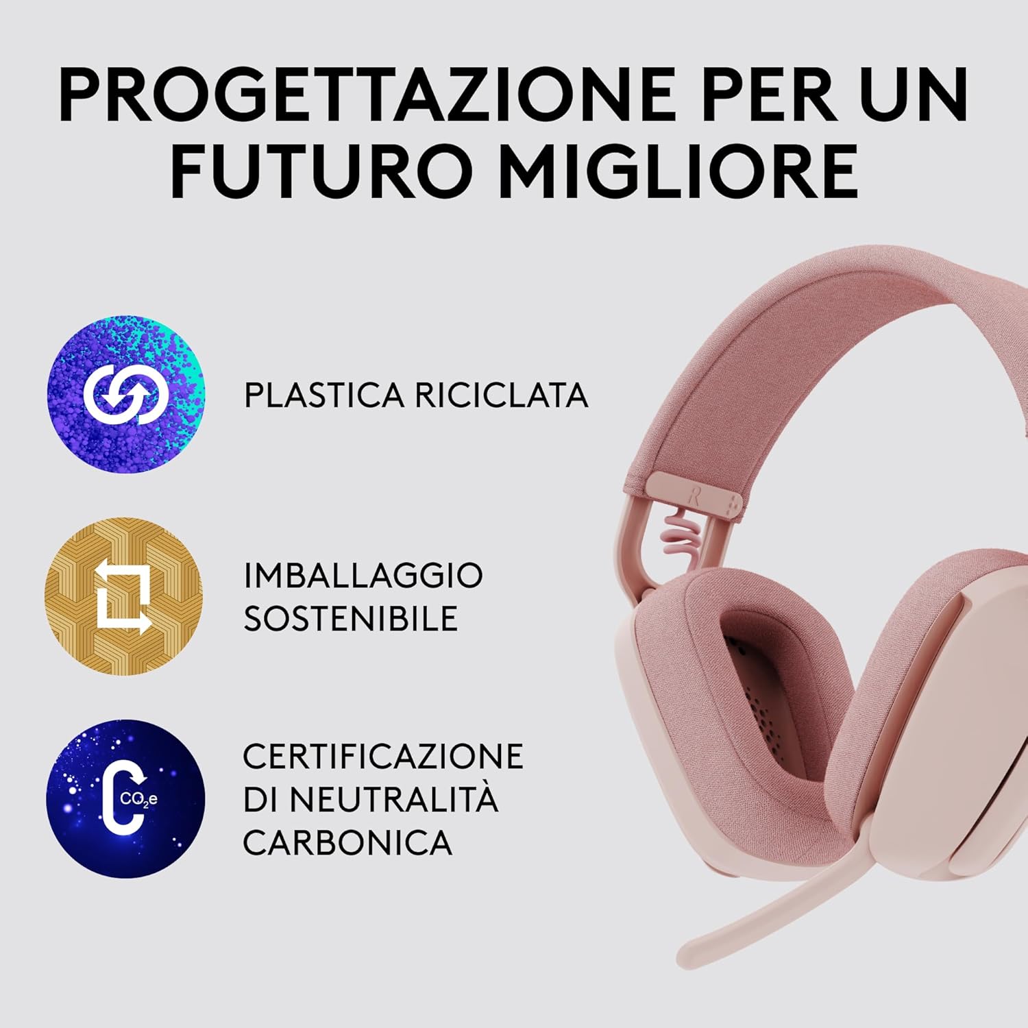 Logitech Zone Vibe 100 Cuffie Wireless Over-Ear, Rosa - immagine 6