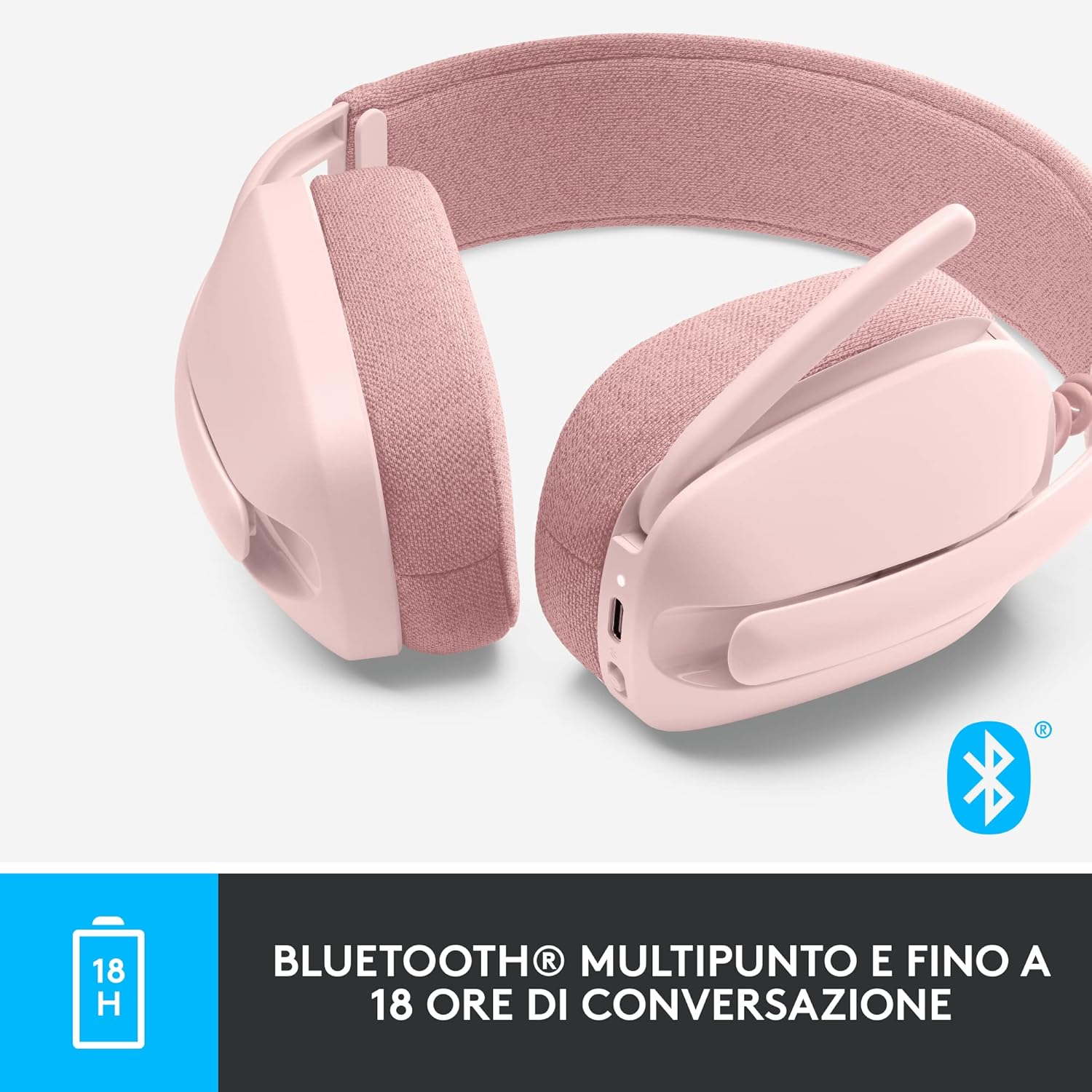 Logitech Zone Vibe 100 Cuffie Wireless Over-Ear, Rosa - immagine 7