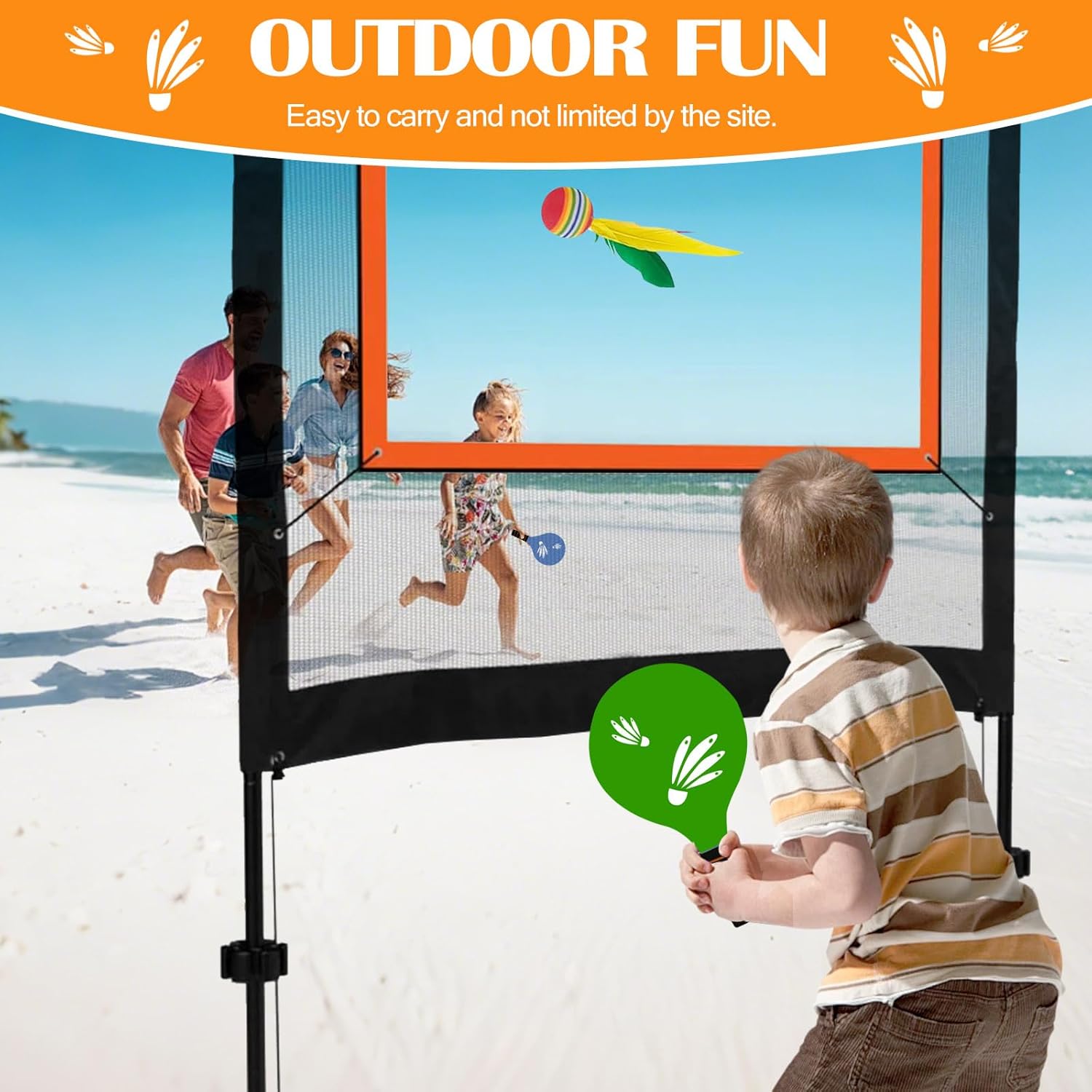 Set Rete Badminton con Supporto e 2 Racchette - immagine 3