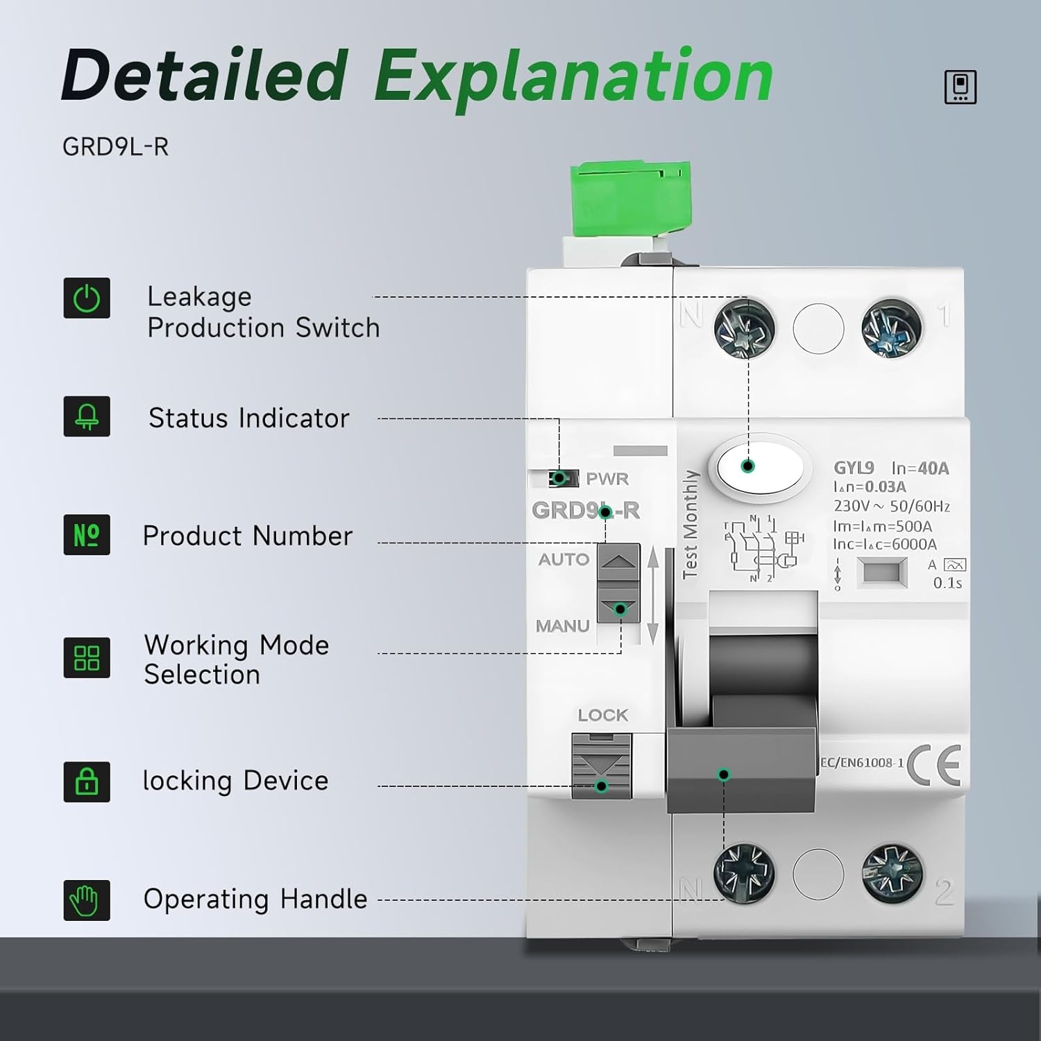 Interruttore di Protezione da Perdite 40A 300mA Tipo A - immagine 2