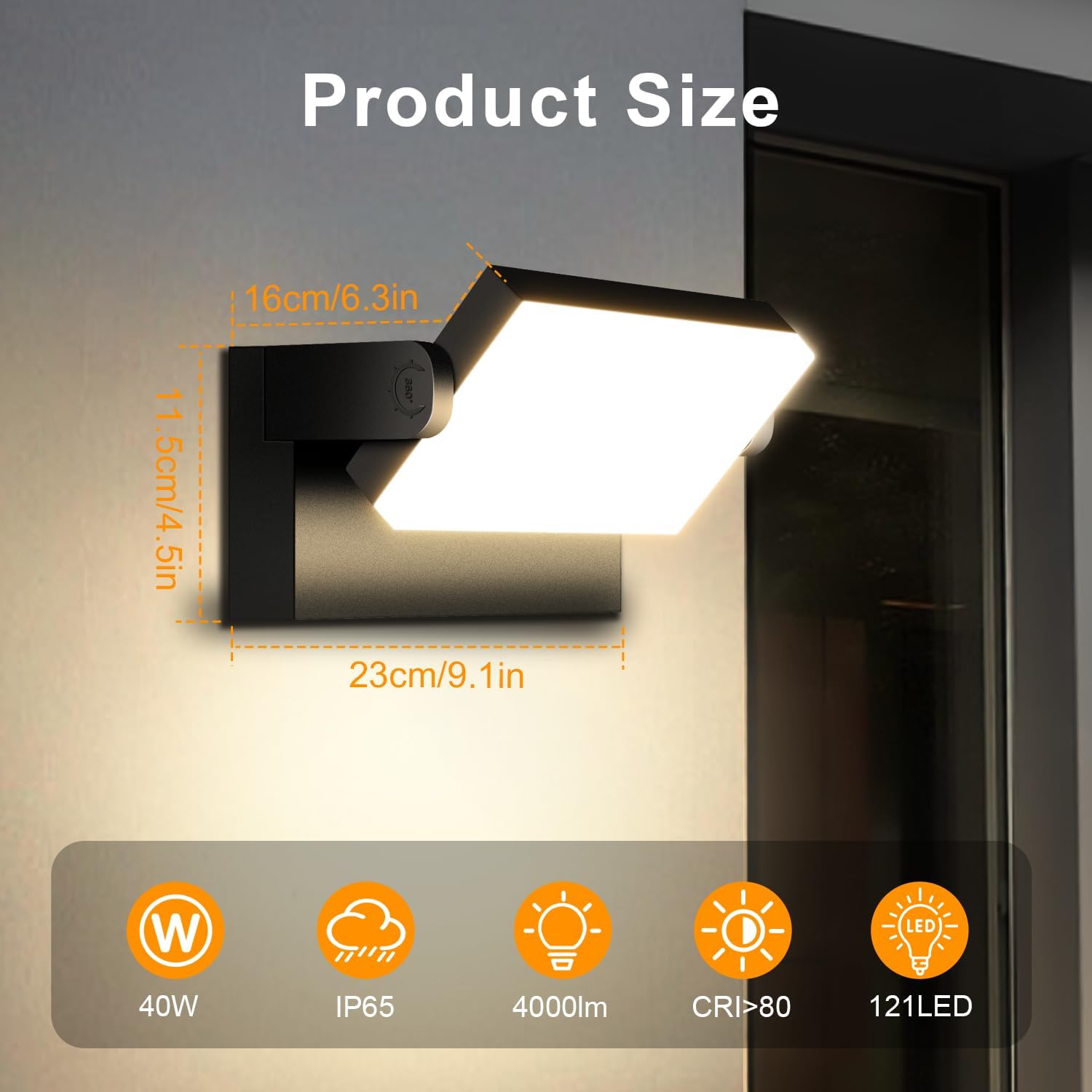 Kingwei Applique da Parete LED Esterno/Interno 40W 2 Pezzi - immagine 5