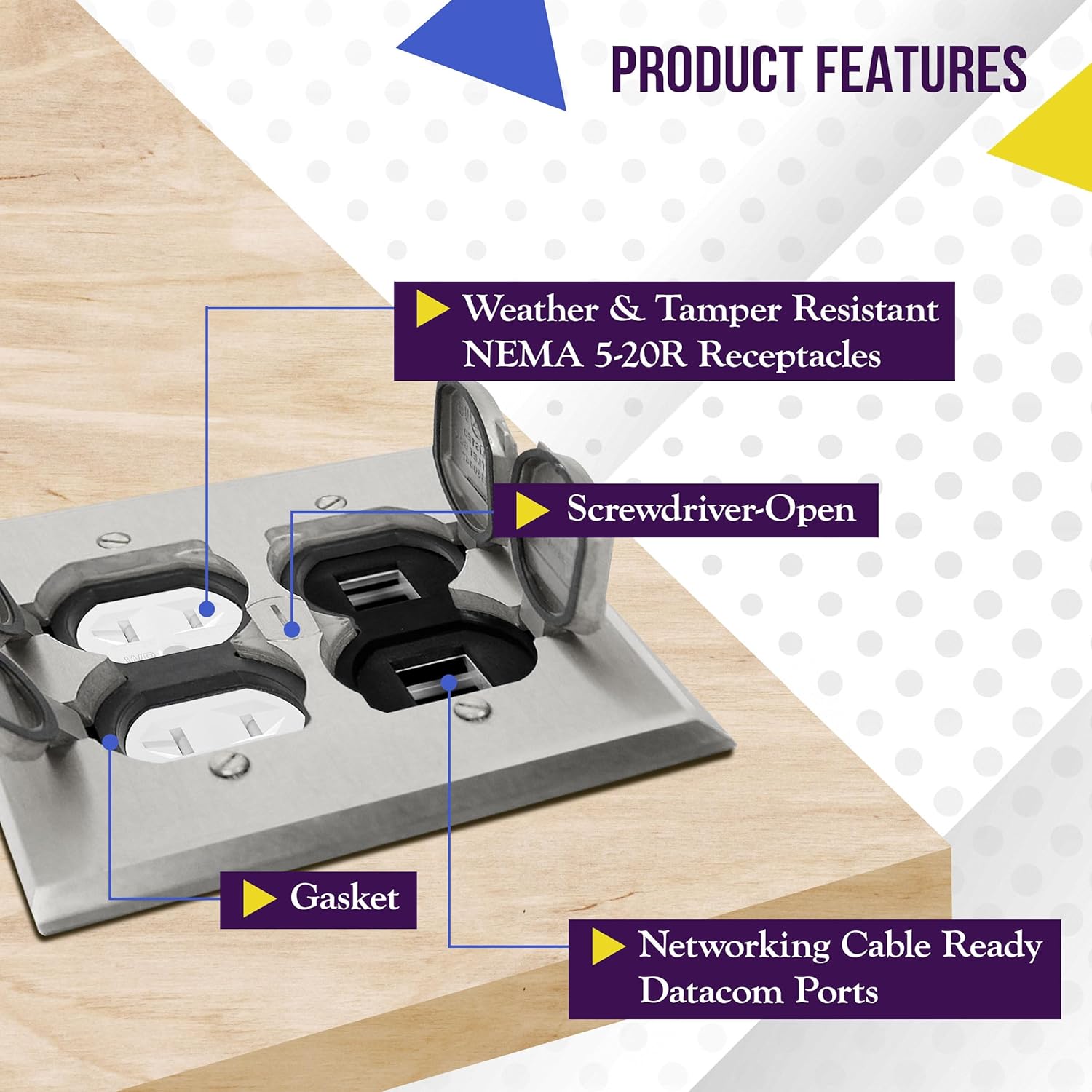 Enerlites 705549-c Floor Box Kit, Ottone - immagine 2