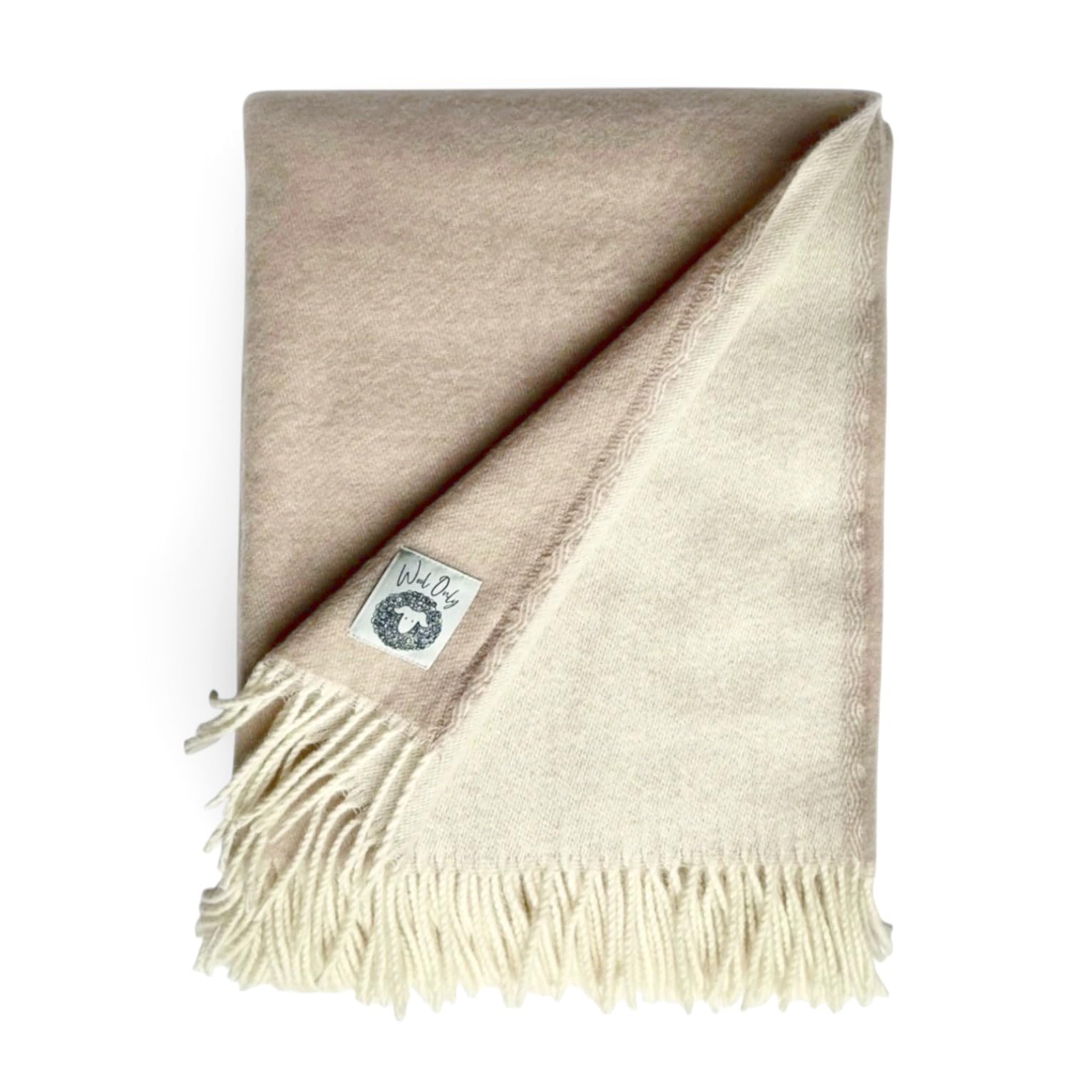 JOWOLLINA Coperta in lana merino con frange, 100% (130 x 180 cm, tinta unita, colore: menta