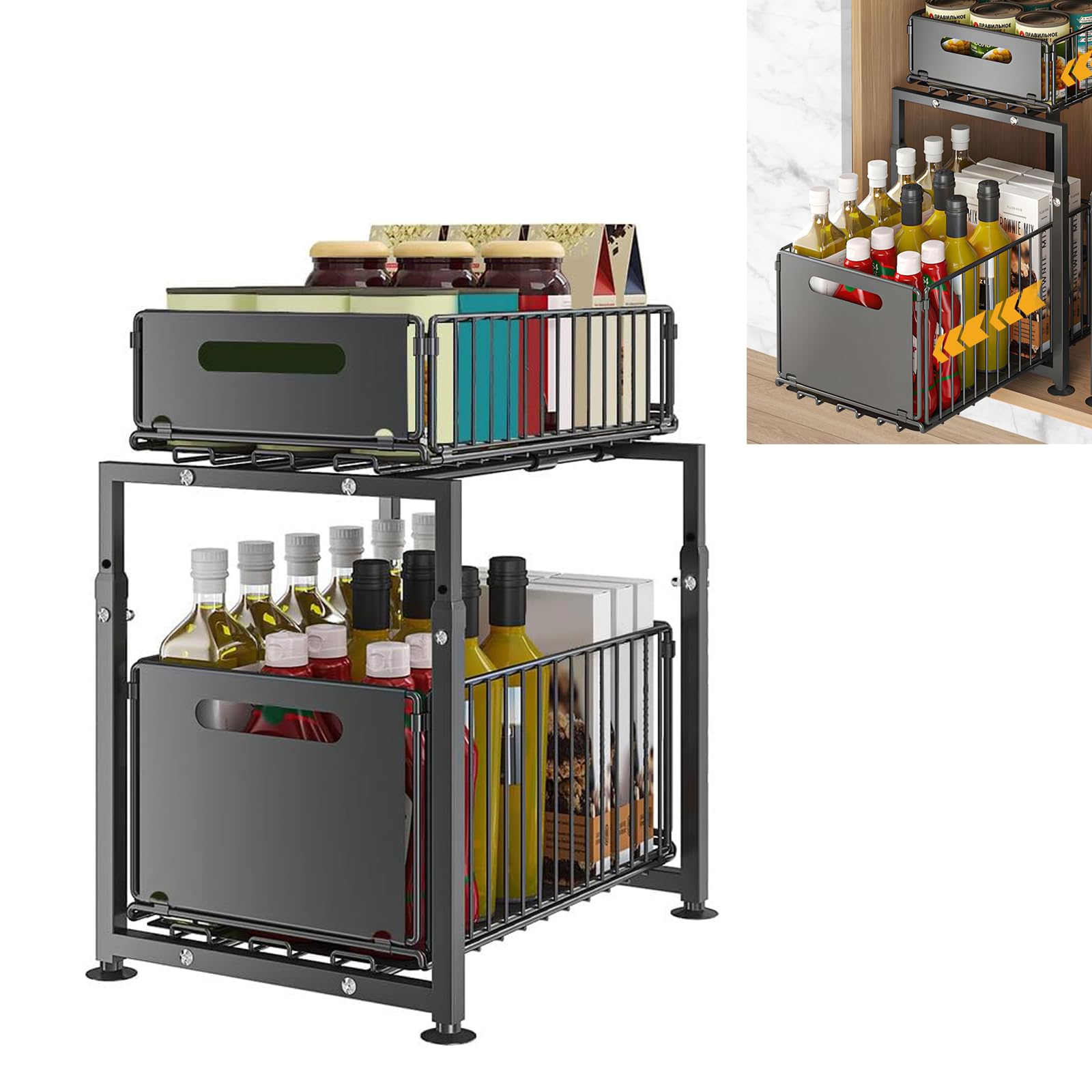 Gebrazy Organizer da Cucina Sotto Lavello a 2 Livelli