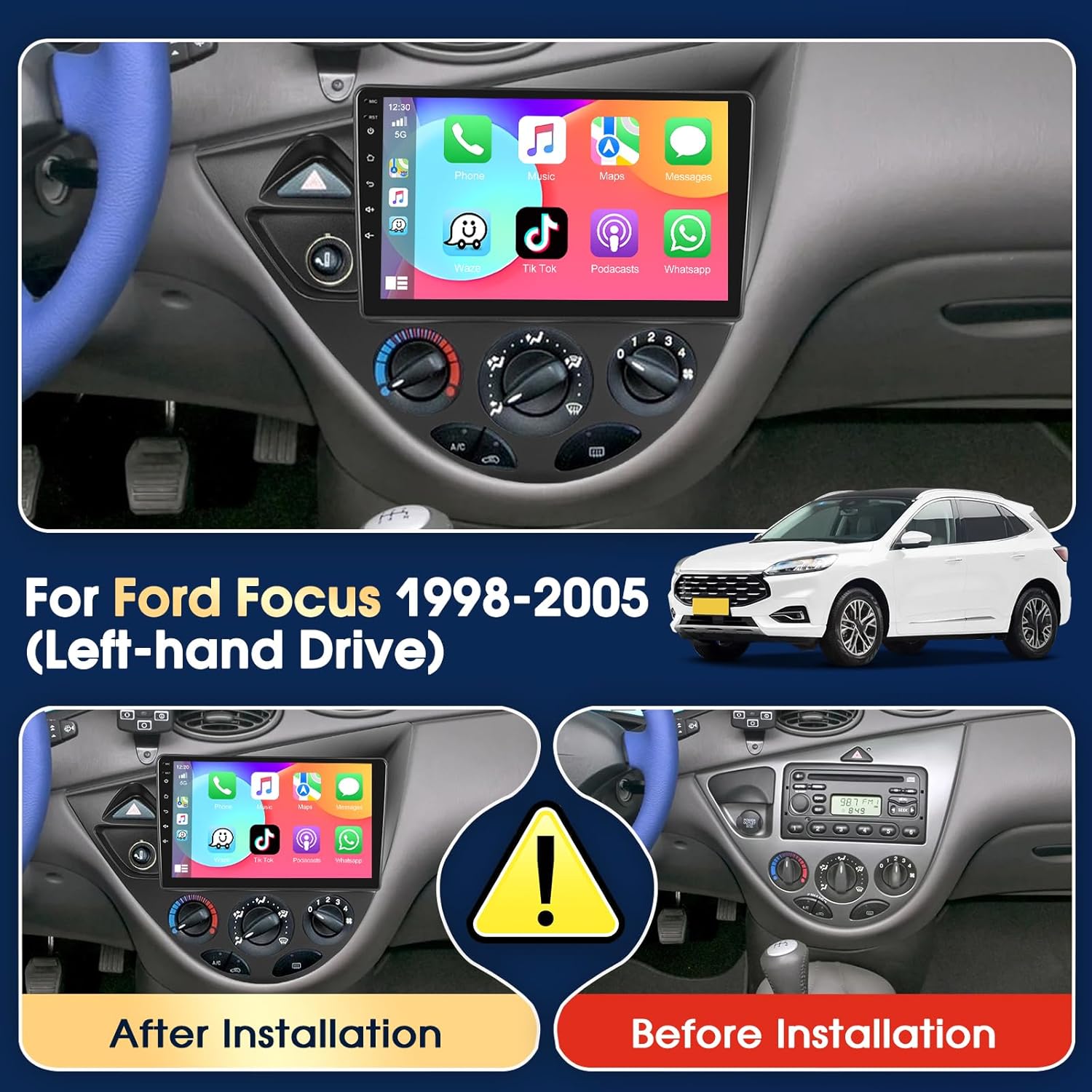 Autoradio 9" Android Auto per Ford Focus 1998-2005 - immagine 2