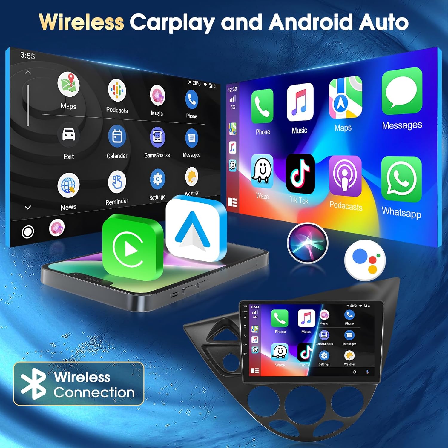 Autoradio 9" Android Auto per Ford Focus 1998-2005 - immagine 3