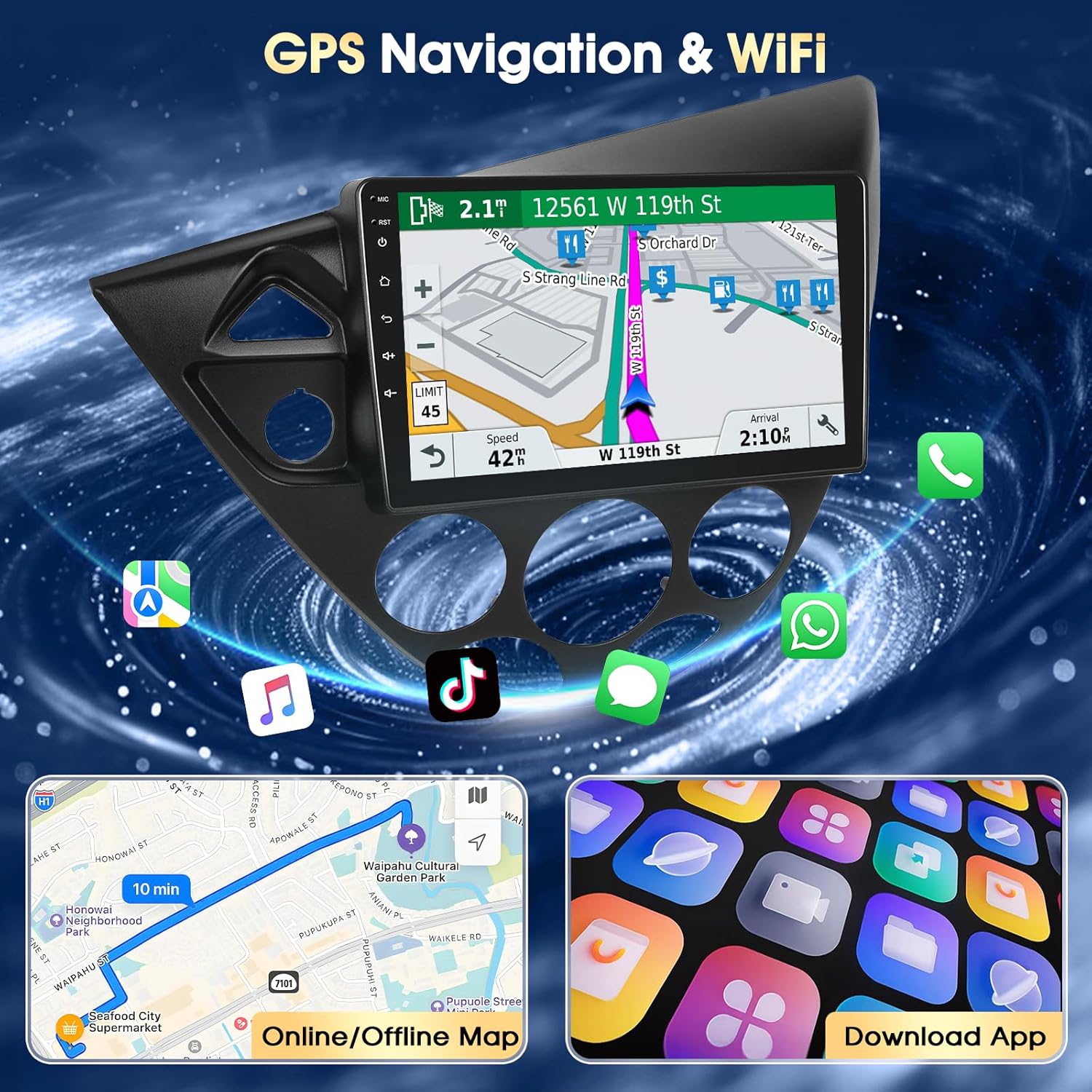 Autoradio 9" Android Auto per Ford Focus 1998-2005 - immagine 5