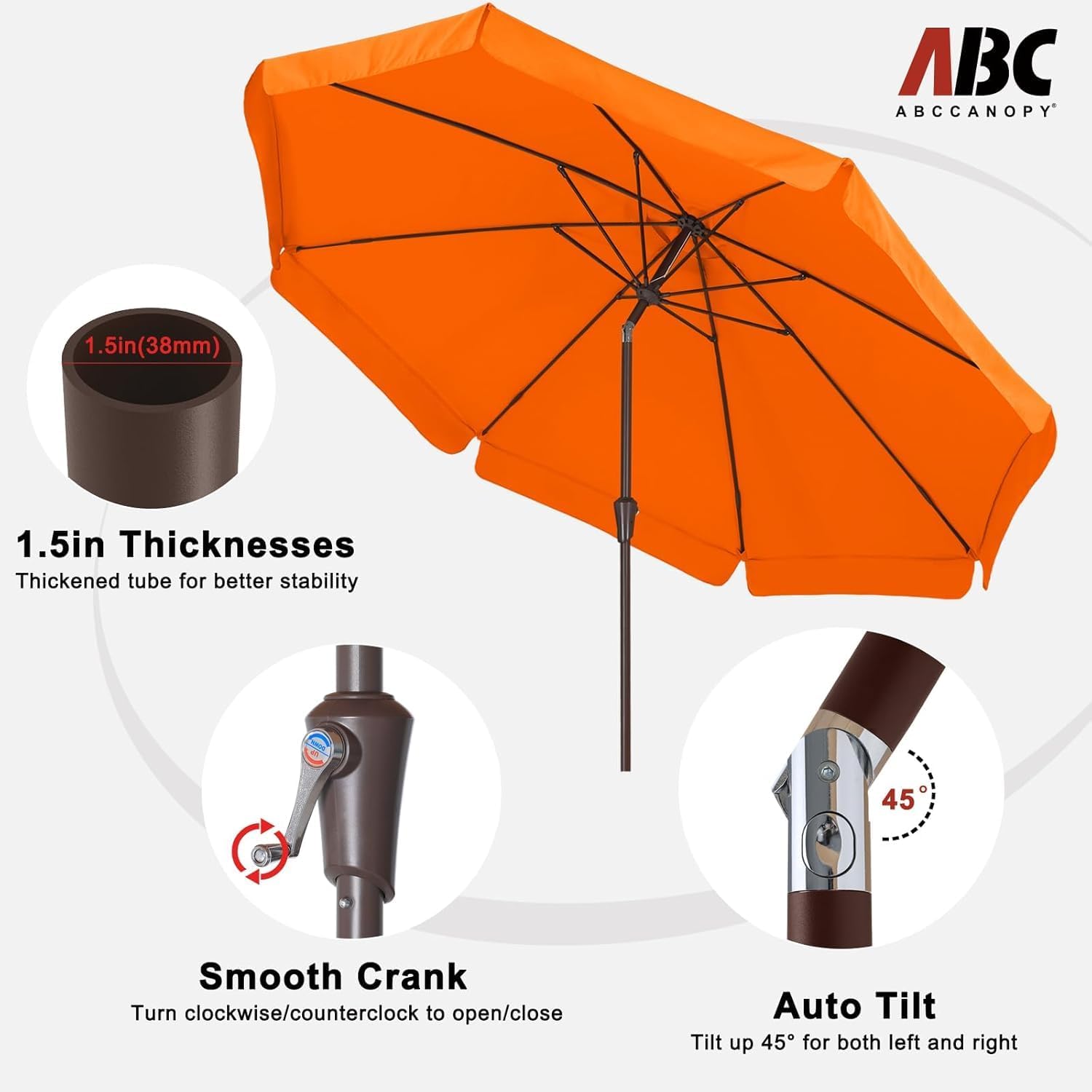 AbcCanopy Ombrello da giardino con balze, 2,3 m, , 9FT - immagine 2