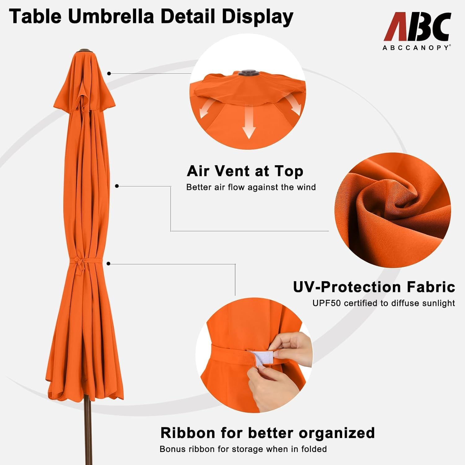 AbcCanopy Ombrello da giardino con balze, 2,3 m, , 9FT - immagine 4