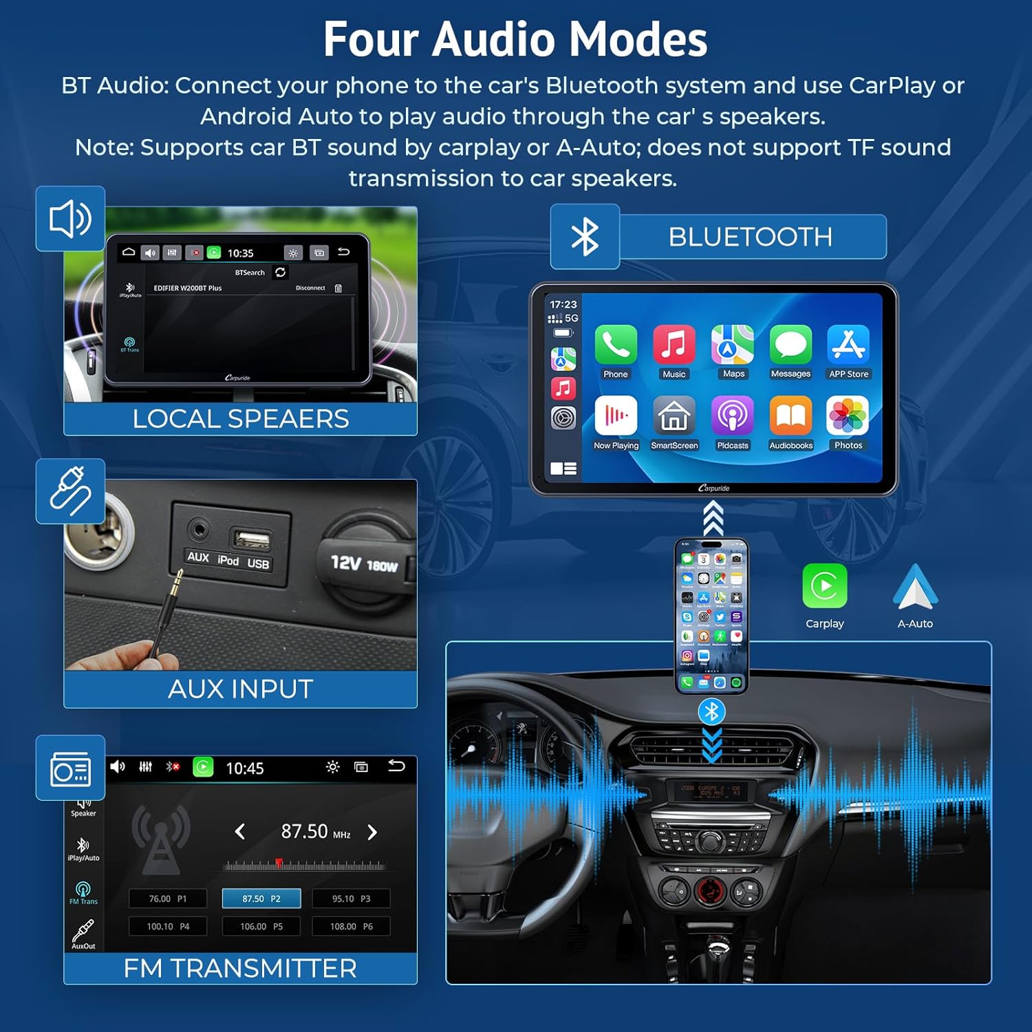 Carpuride Autoradio Portatile 7" con Wireless Carplay - immagine 5