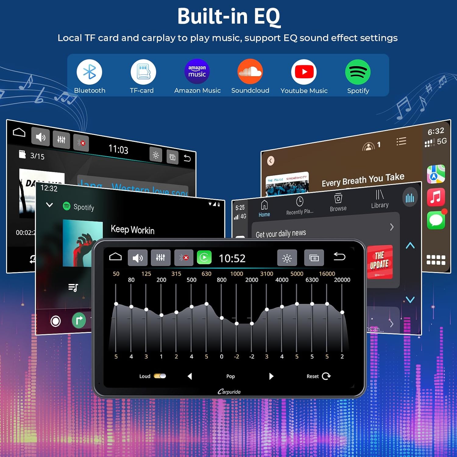 Carpuride Autoradio Portatile 7" con Wireless Carplay - immagine 7
