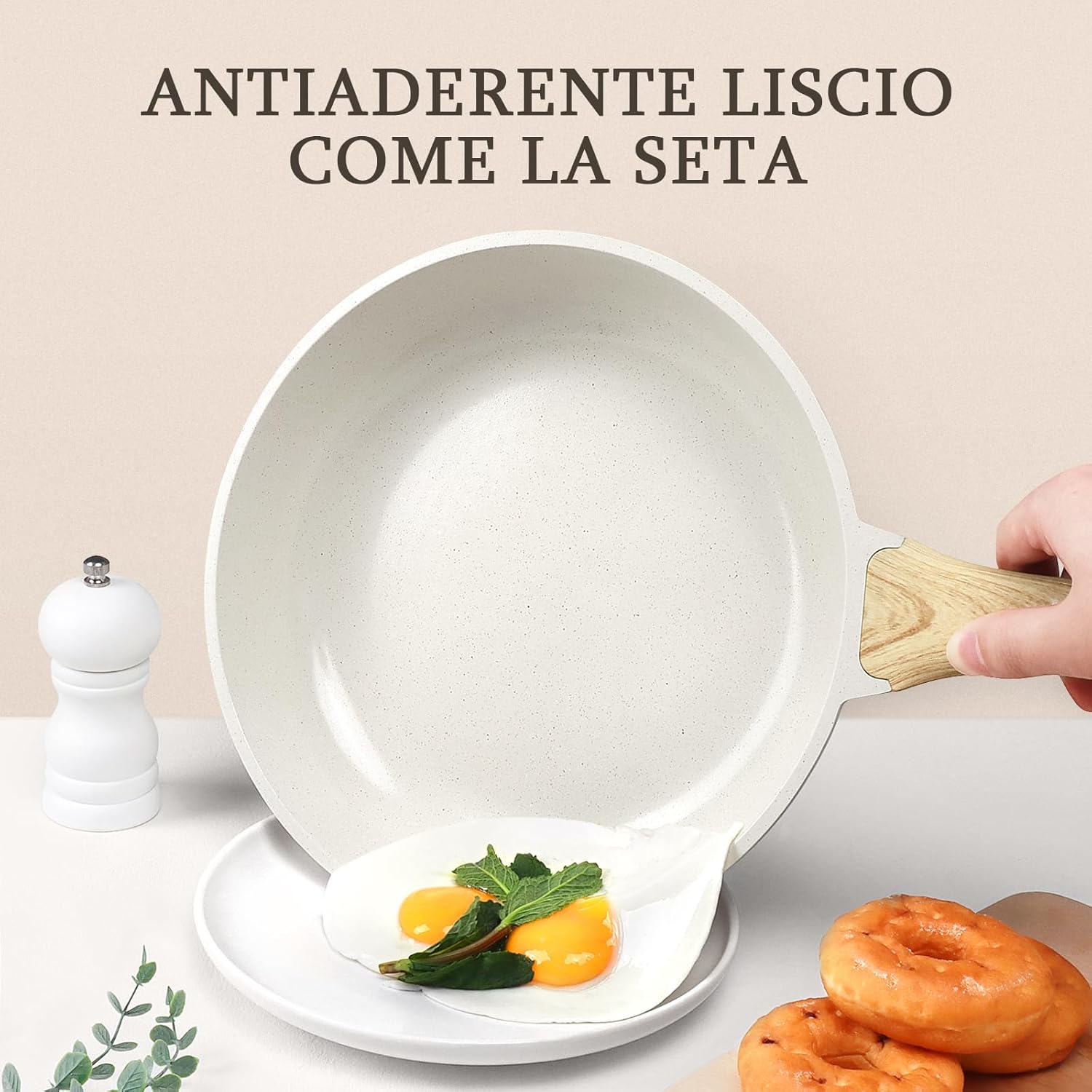 Gipp Padella Antiaderente in Ceramica 30cm, Bianco - immagine 3