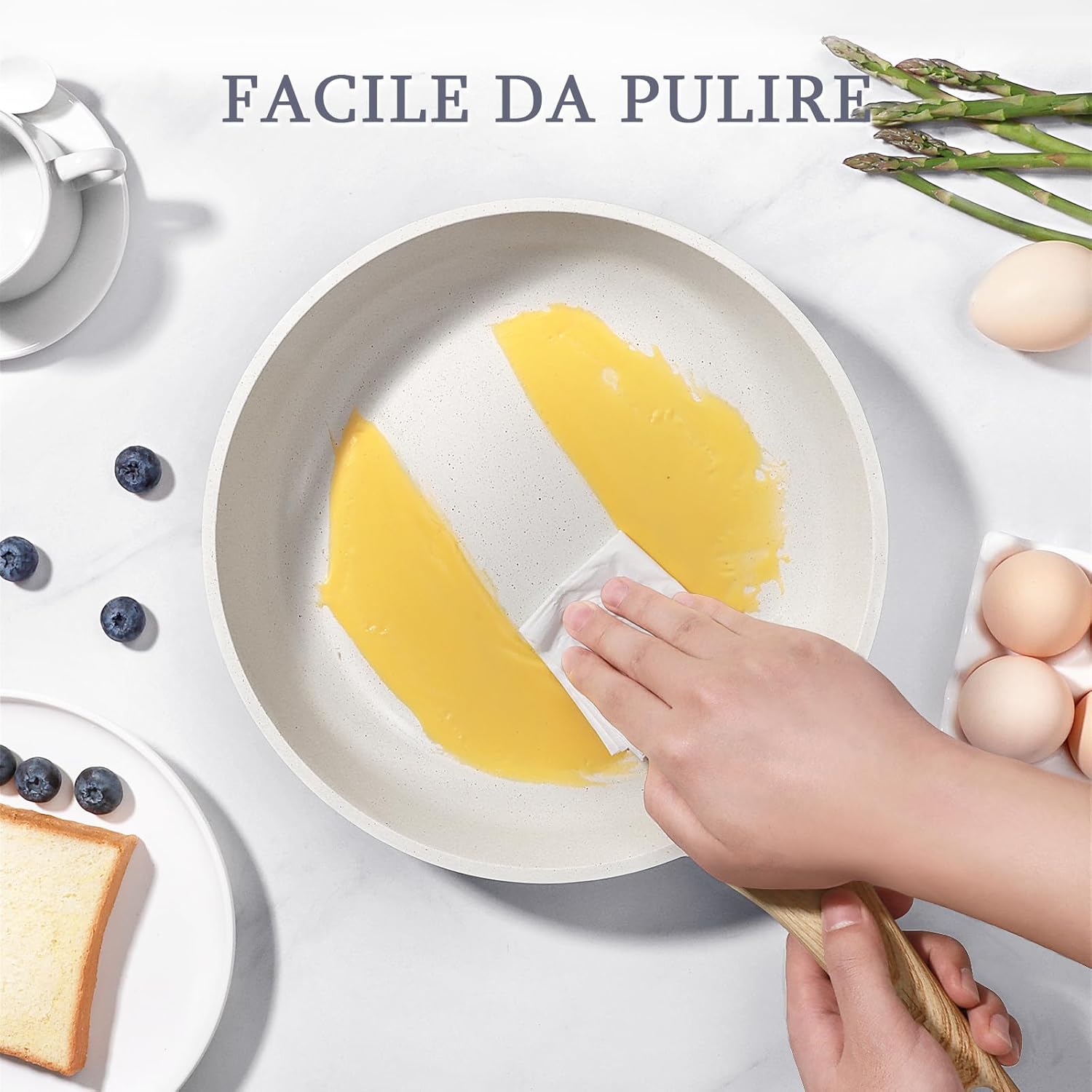 Gipp Padella Antiaderente in Ceramica 30cm, Bianco - immagine 4