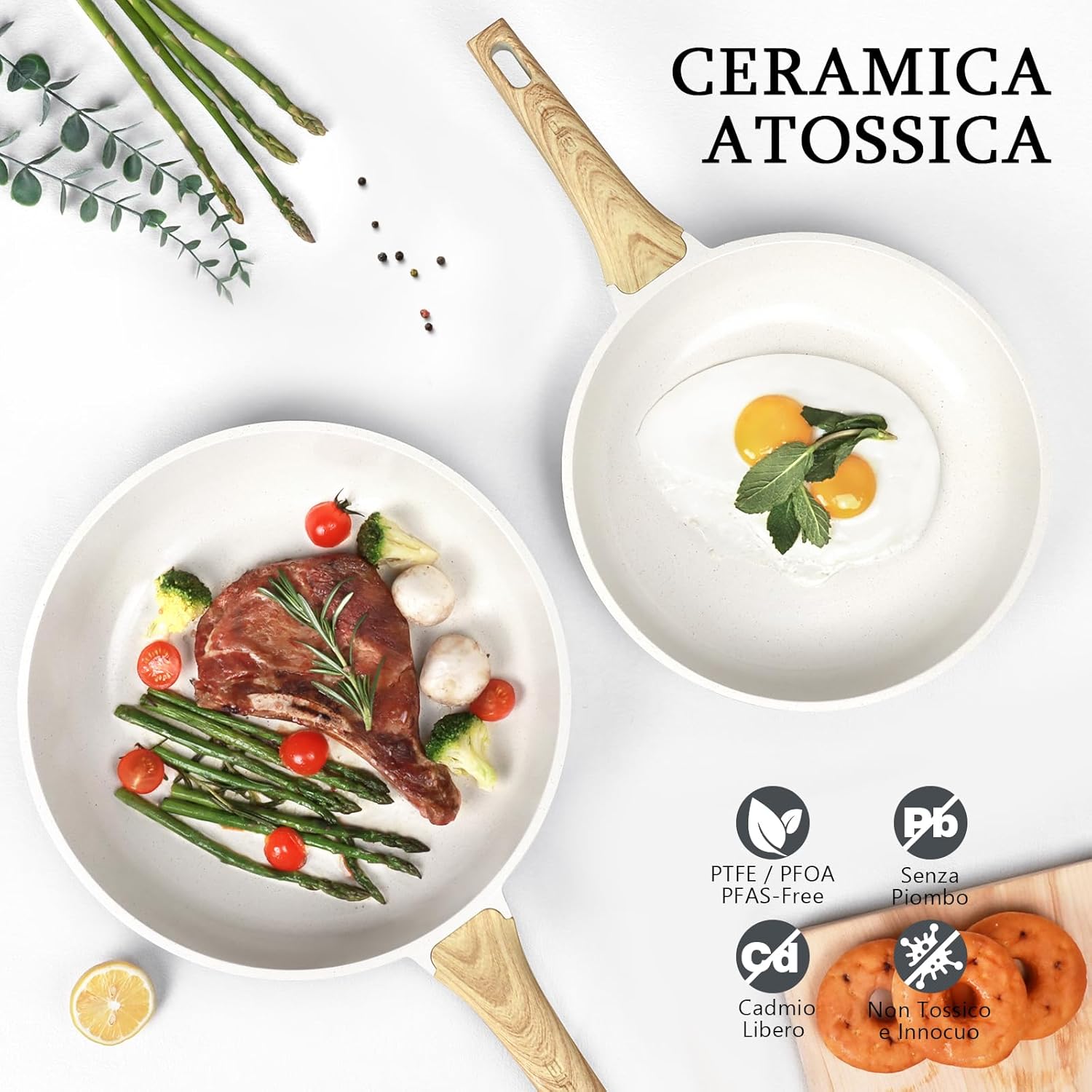 Gipp Padella Antiaderente in Ceramica 30cm, Bianco - immagine 6