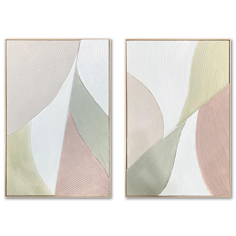 DRW Quadro su Tela Astratta con Cornice in Legno 92x62x4,5cm