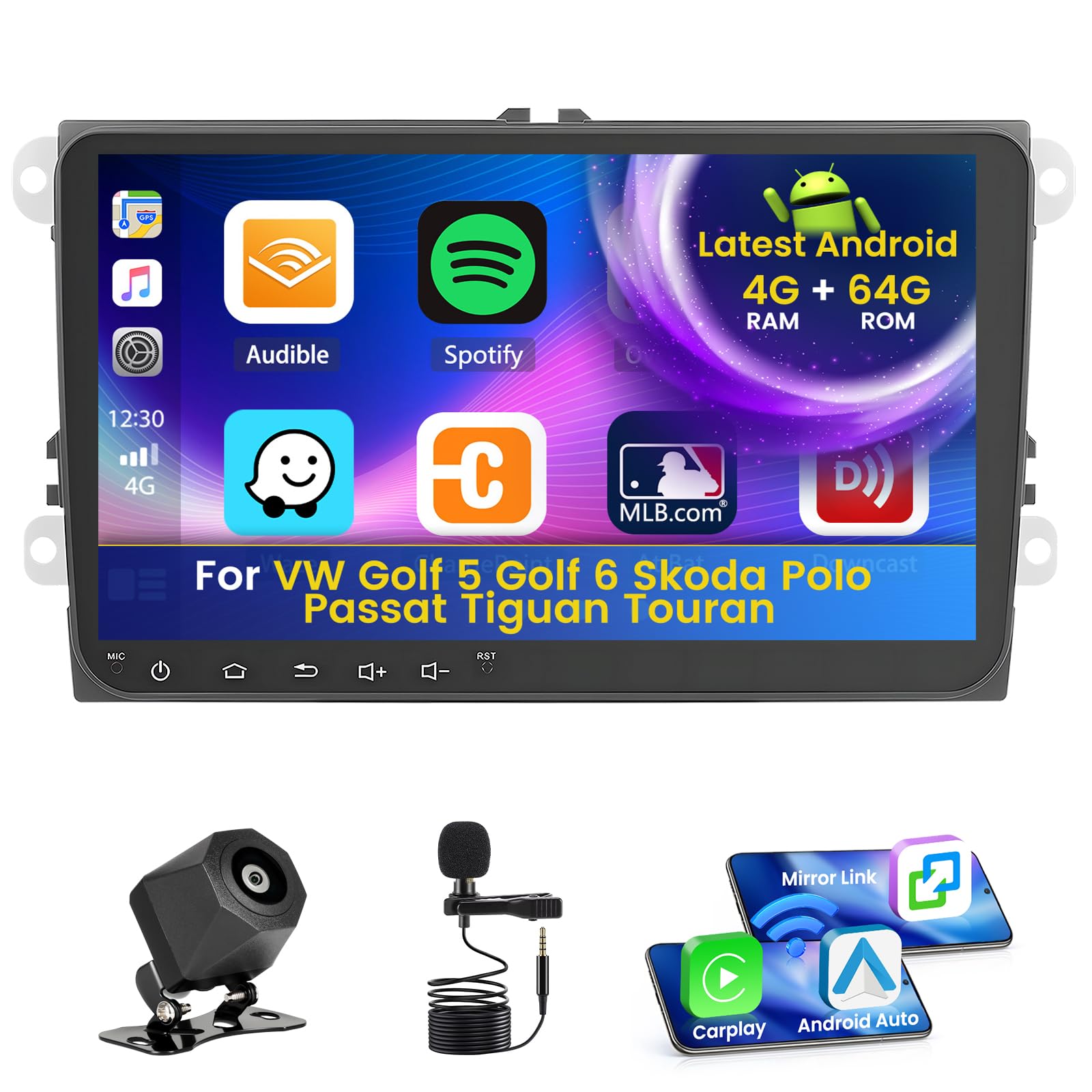 Autoradio Android 15 per VW Golf Skoda Polo Passat Tiguan Touran